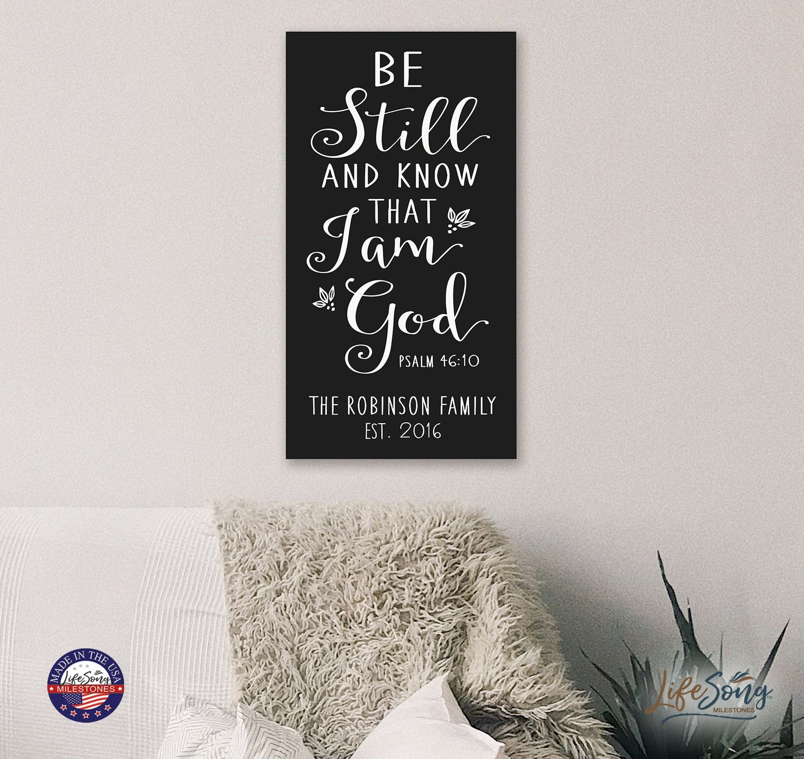 Personalized Family Housewarming Plaque - Be Still Psalm - LifeSong Milestones