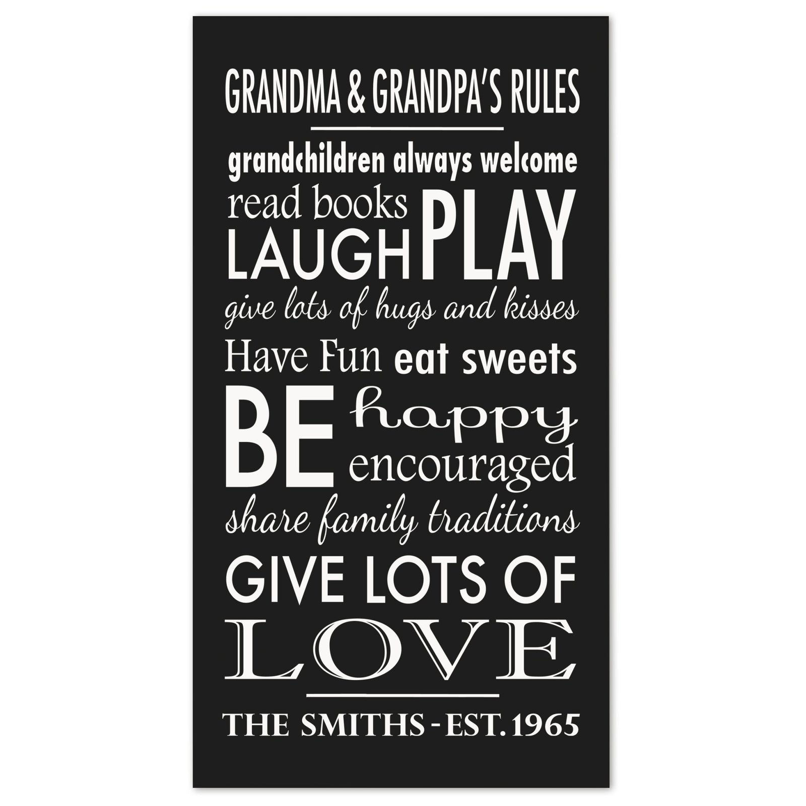 Personalized Family Housewarming Plaque - Grandma and Grandpa - LifeSong Milestones