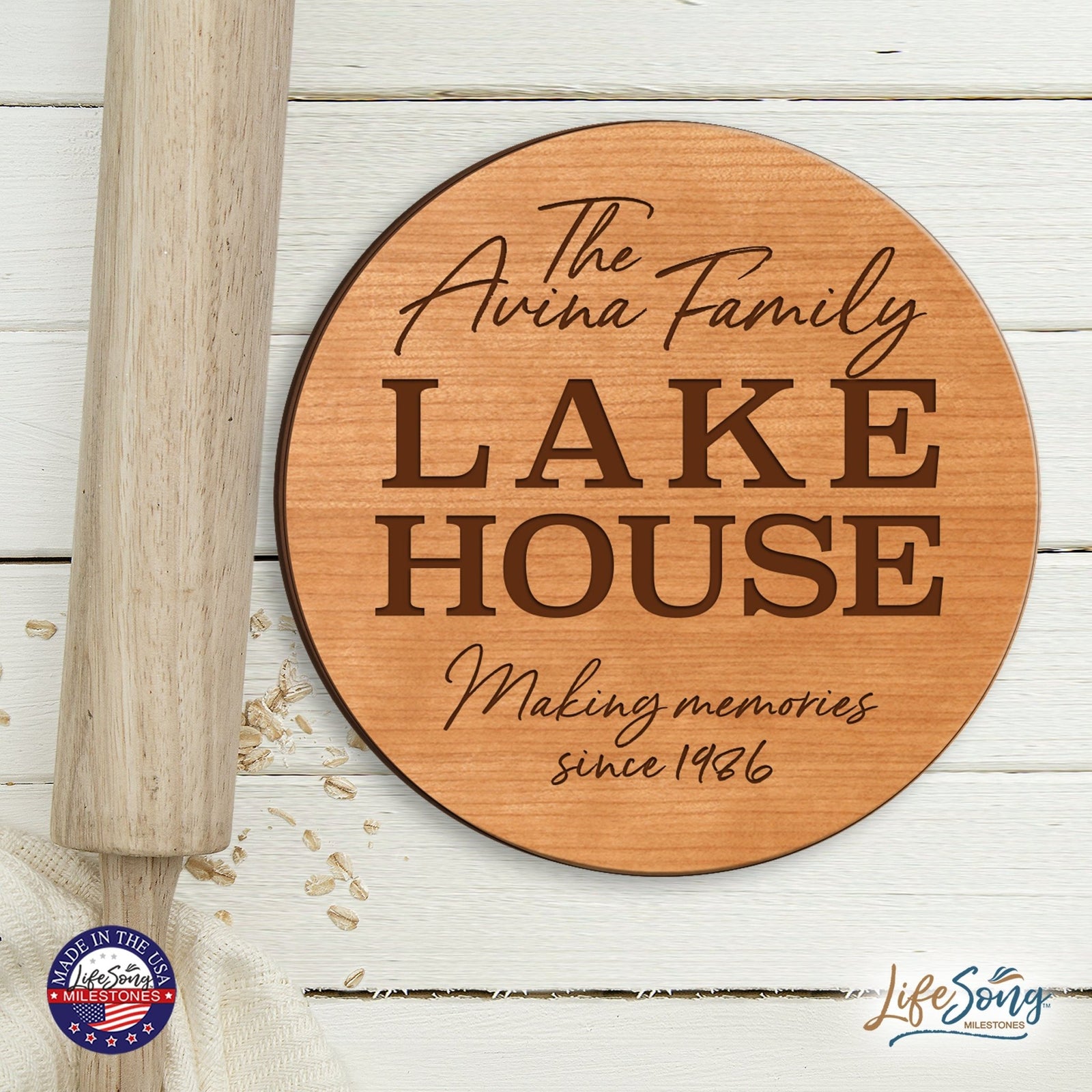Personalized Family Lake House Lazy Susan - LifeSong Milestones