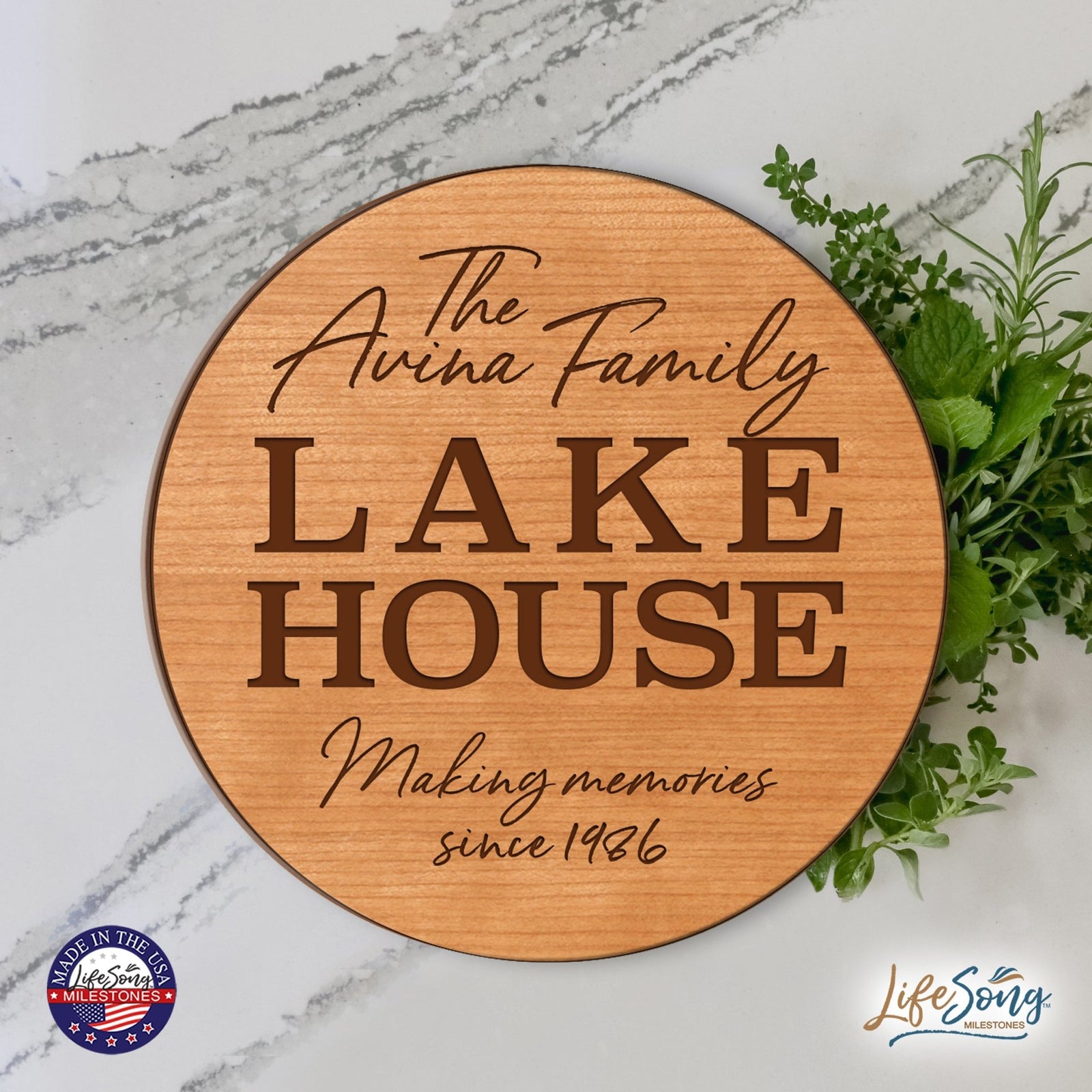 Personalized Family Lake House Lazy Susan - LifeSong Milestones