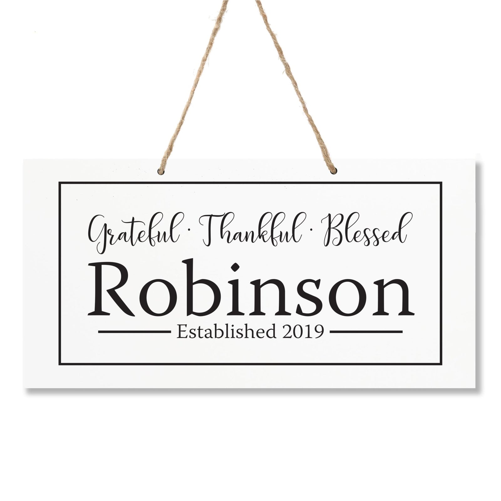 Personalized Family Name Sign For New Home - Grateful Thankful - LifeSong Milestones