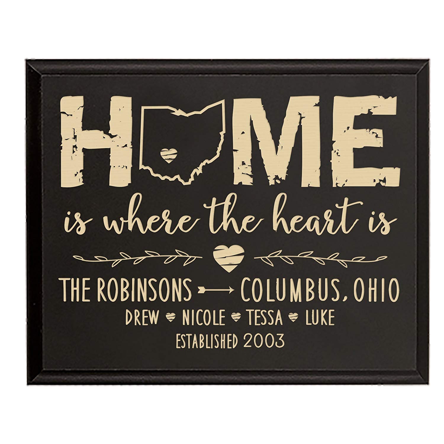 Personalized Family Ohio State Plaque - Home Is Where The Heart Is - LifeSong Milestones