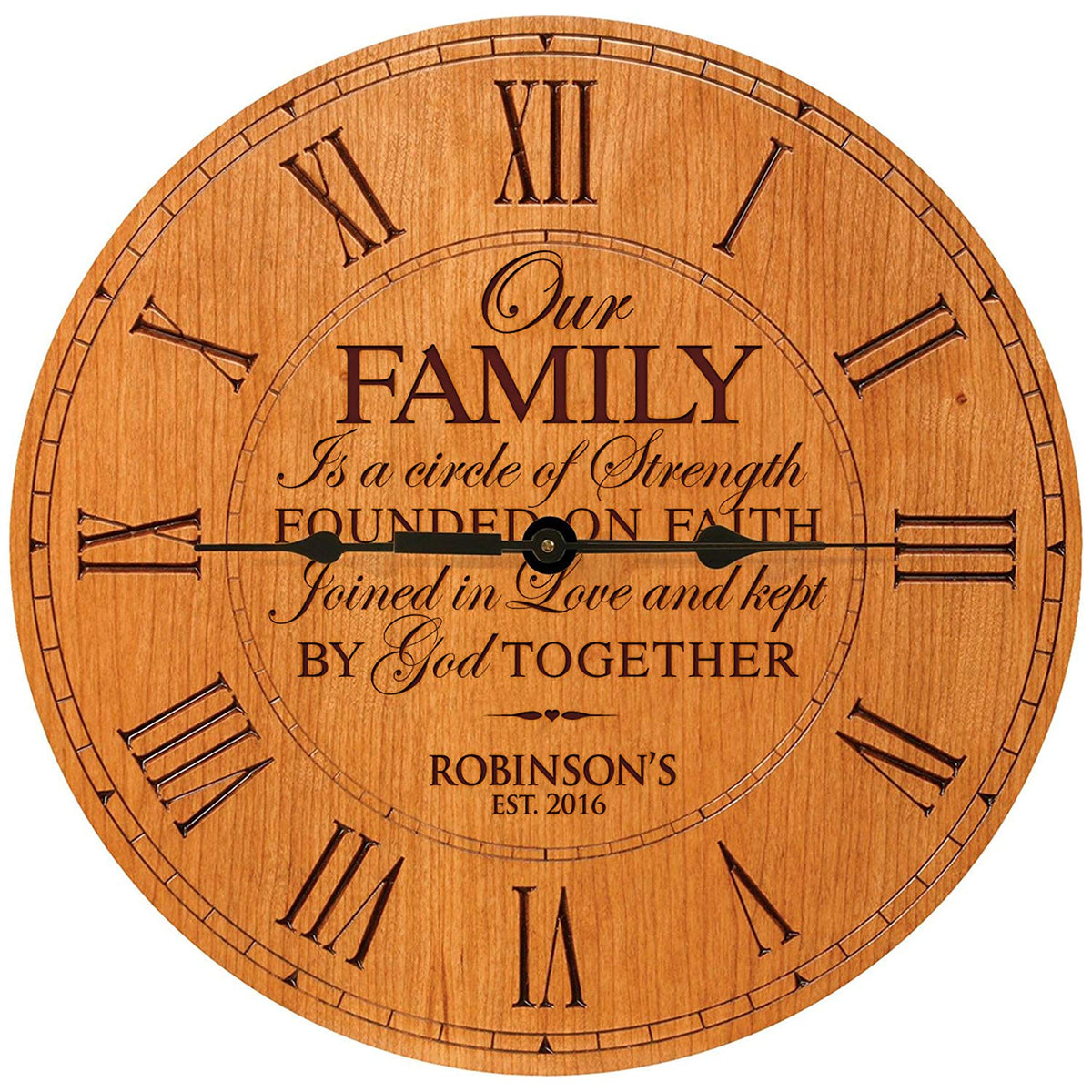 Personalized Family Wall Clock Gift - Founded On Faith - LifeSong Milestones