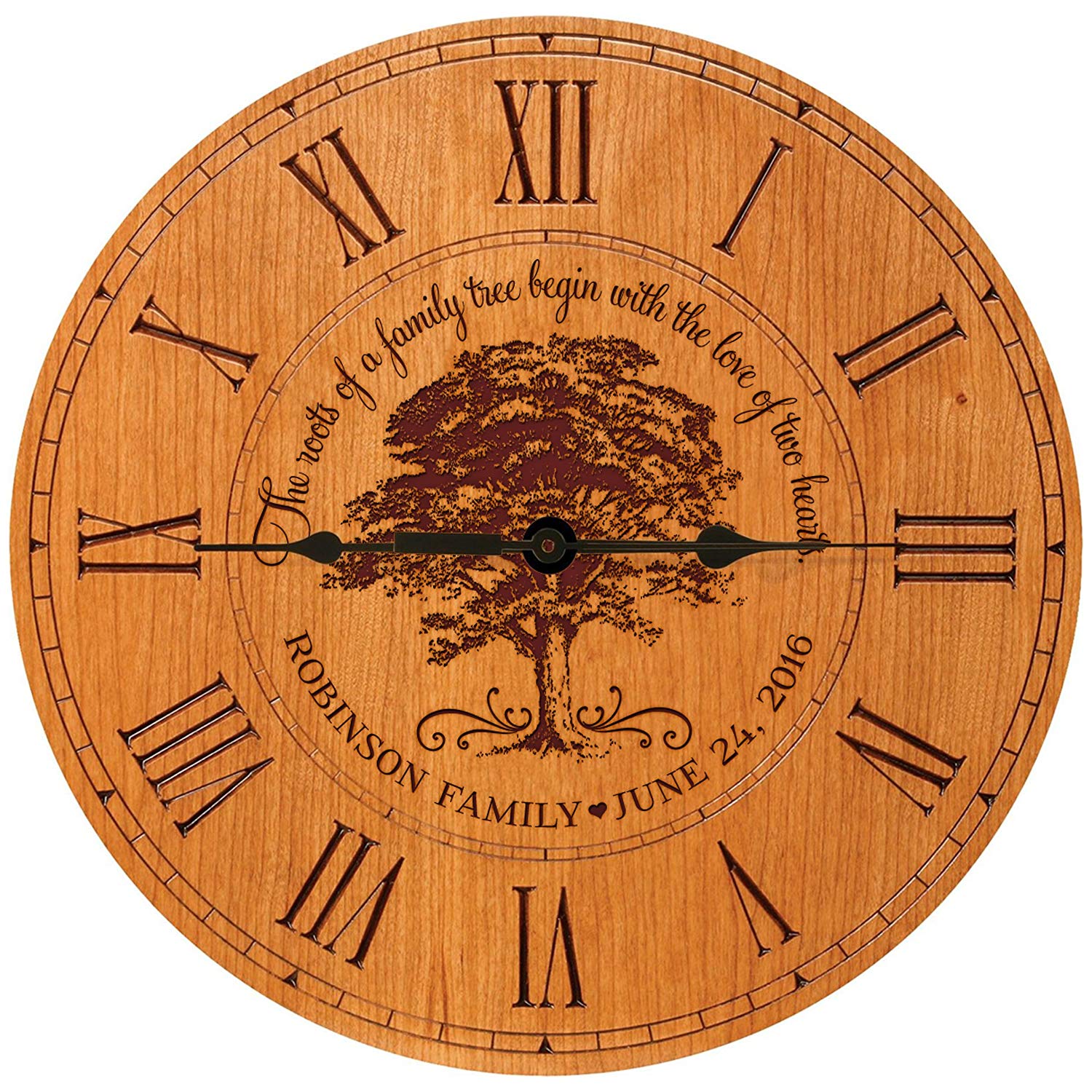 Personalized Family Wall Clock - The Roots Of A Family Tree - LifeSong Milestones