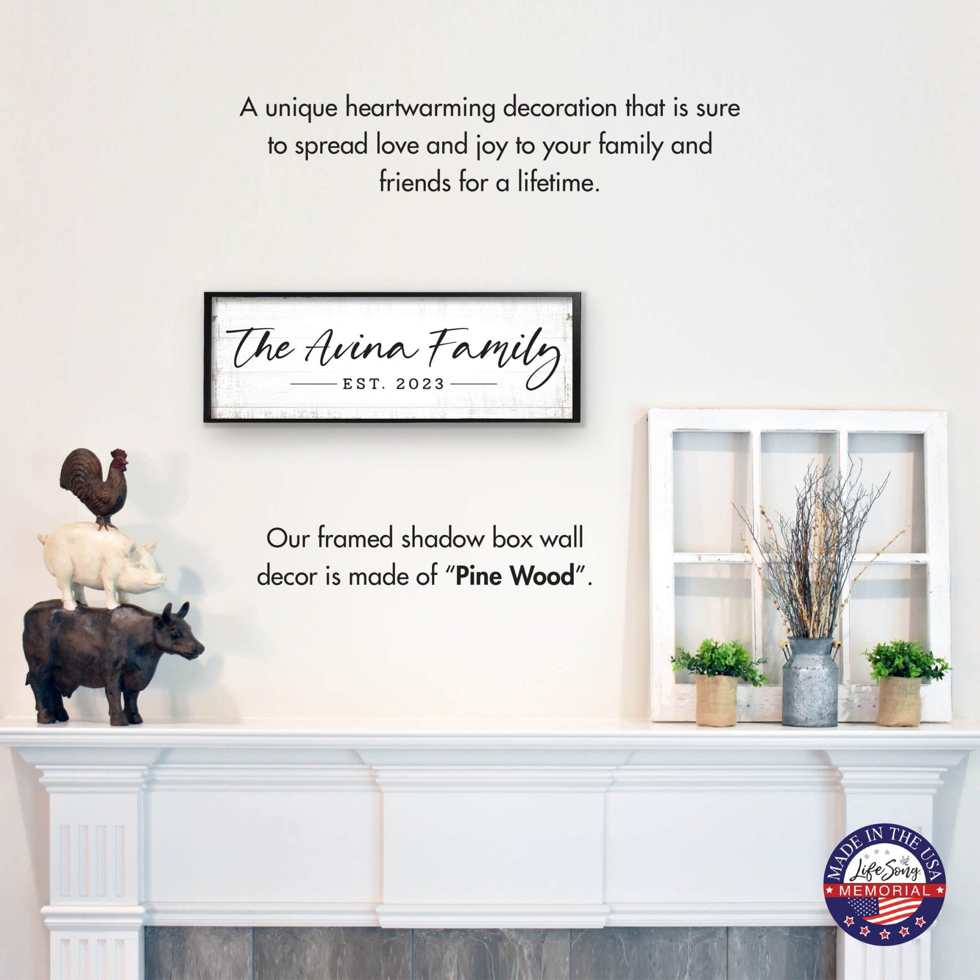 Personalized Family Wall Hanging Décor Framed Shadow Box For Home Décor - The Avina Family - LifeSong Milestones