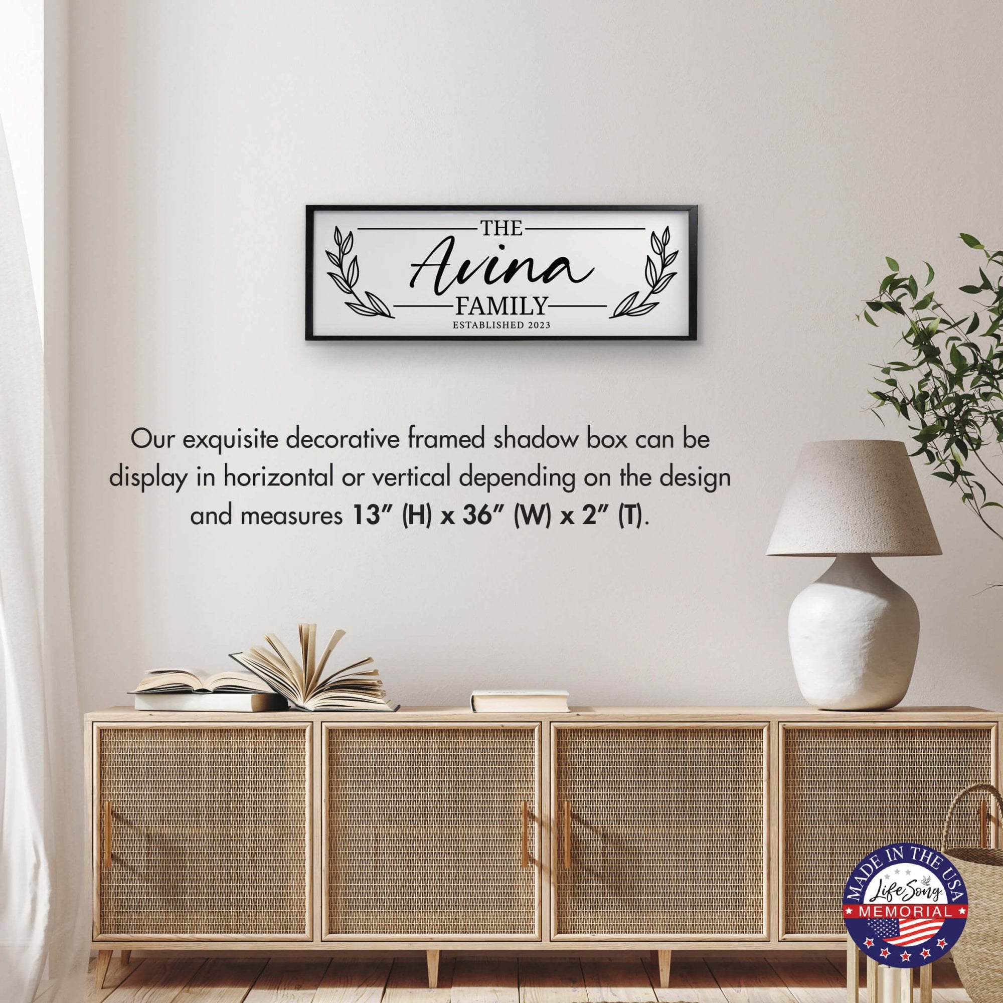 Personalized Family Wall Hanging Décor Framed Shadow Box For Home Décor - The Avina Family V2 - LifeSong Milestones