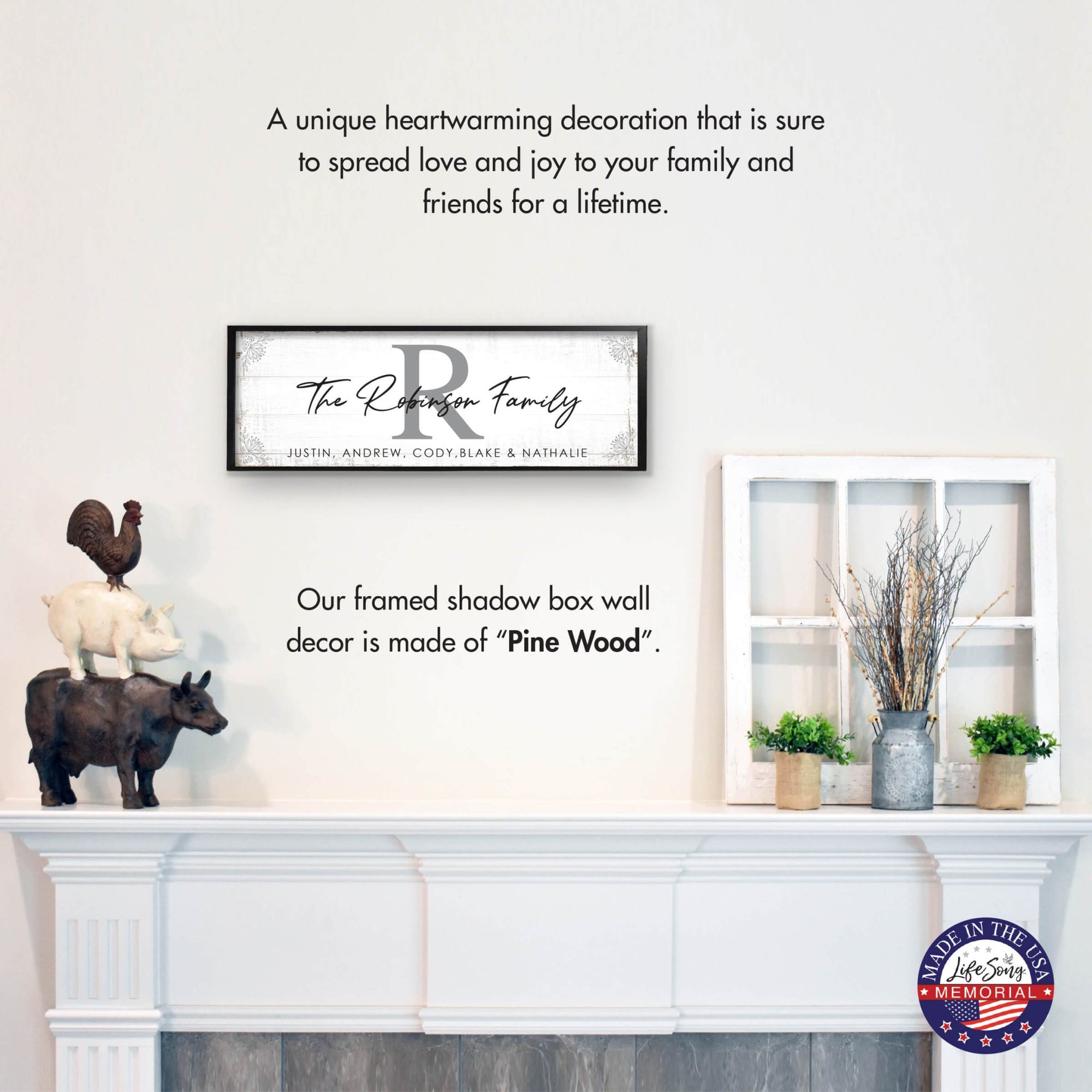 Personalized Family Wall Hanging Décor Framed Shadow Box For Home Décor - The Robinson Family - LifeSong Milestones