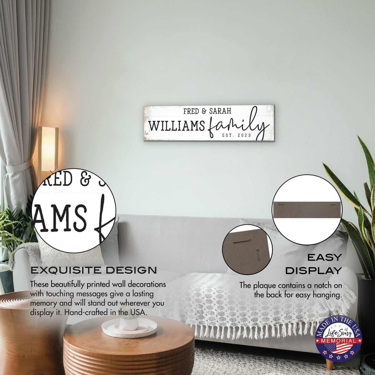 Personalized Family Wall Hanging Plaque for Home Décor Ideas - Williams Family - LifeSong Milestones