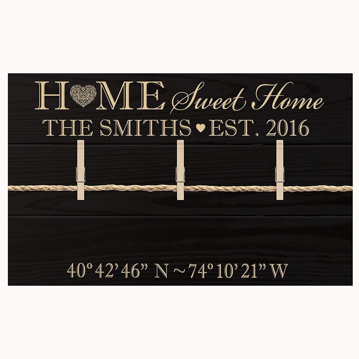 Personalized Family Wall Plaque Clothespin - Home Sweet Home - LifeSong Milestones