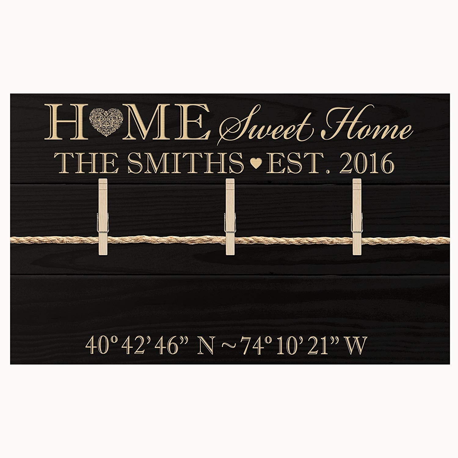 Personalized Family Wall Plaque Clothespin - Home Sweet Home - LifeSong Milestones