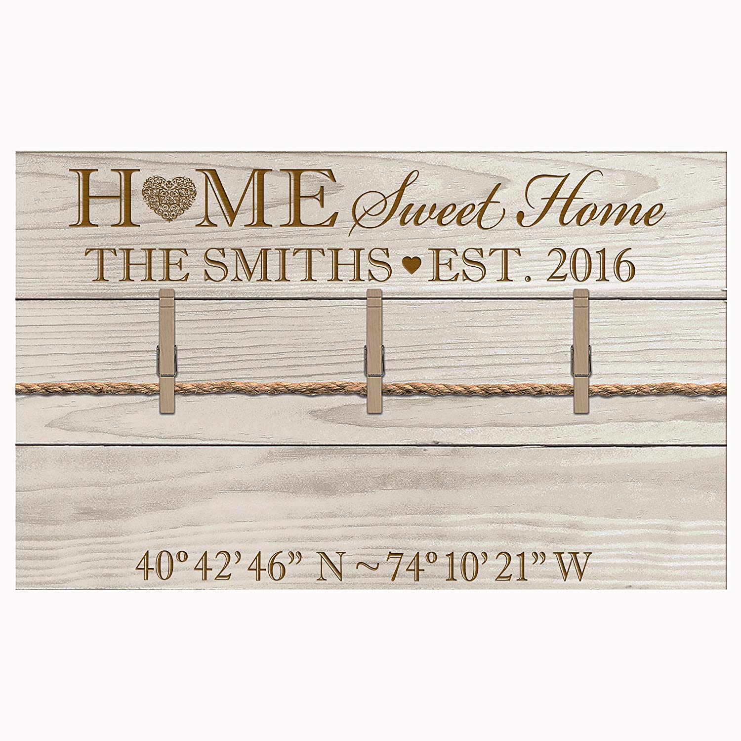 Personalized Family Wall Plaque Clothespin - Home Sweet Home - LifeSong Milestones