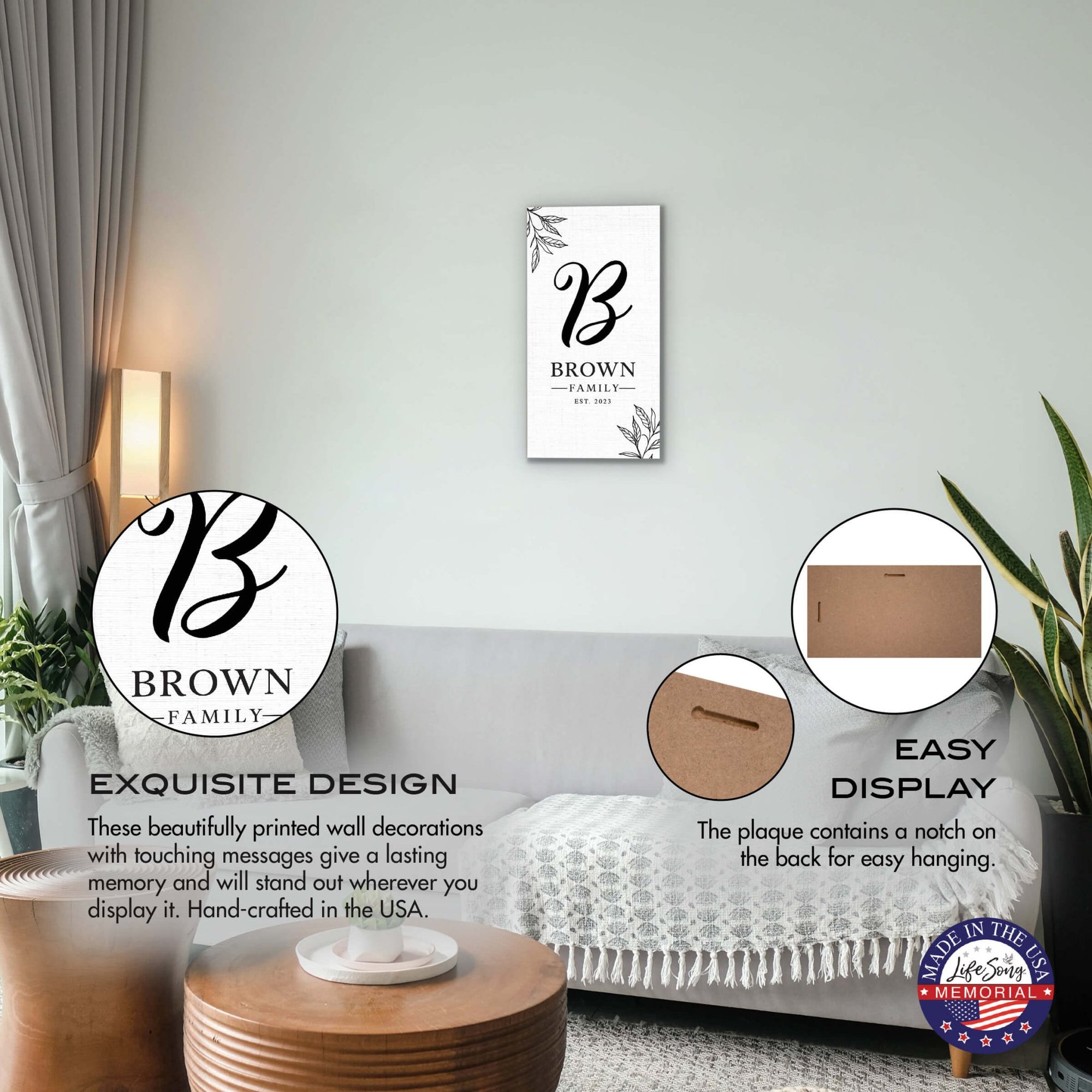 Personalized Family Wall Plaque for Custom Home Décor - Brown Family - LifeSong Milestones