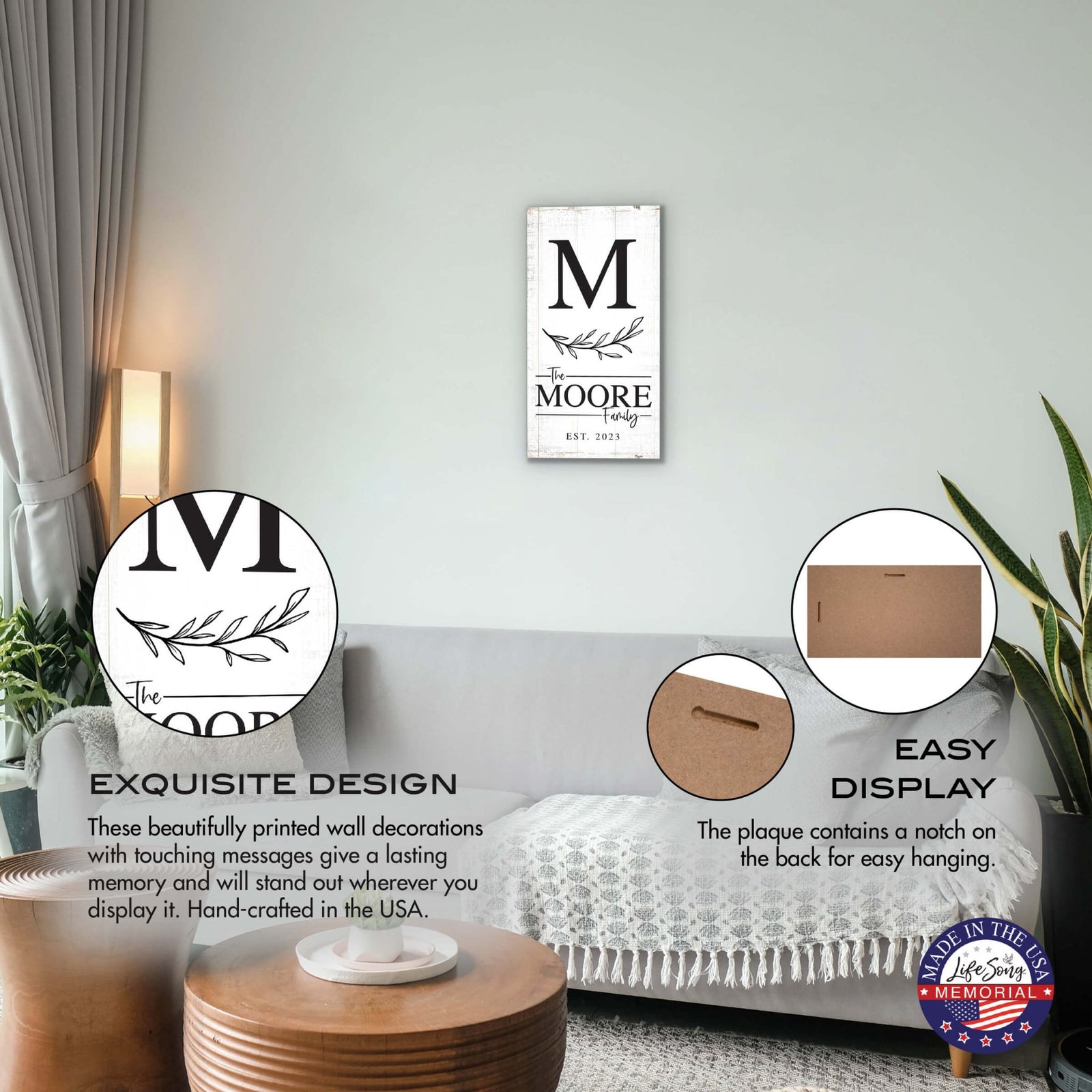 Personalized Family Wall Plaque for Custom Home Décor - Moore Family - LifeSong Milestones