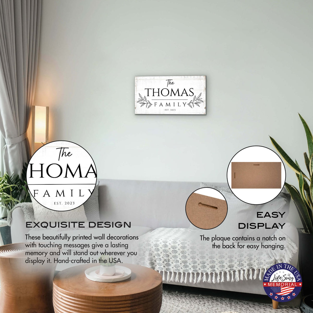 Personalized Family Wall Plaque for Custom Home Décor - The Thomas Family - LifeSong Milestones