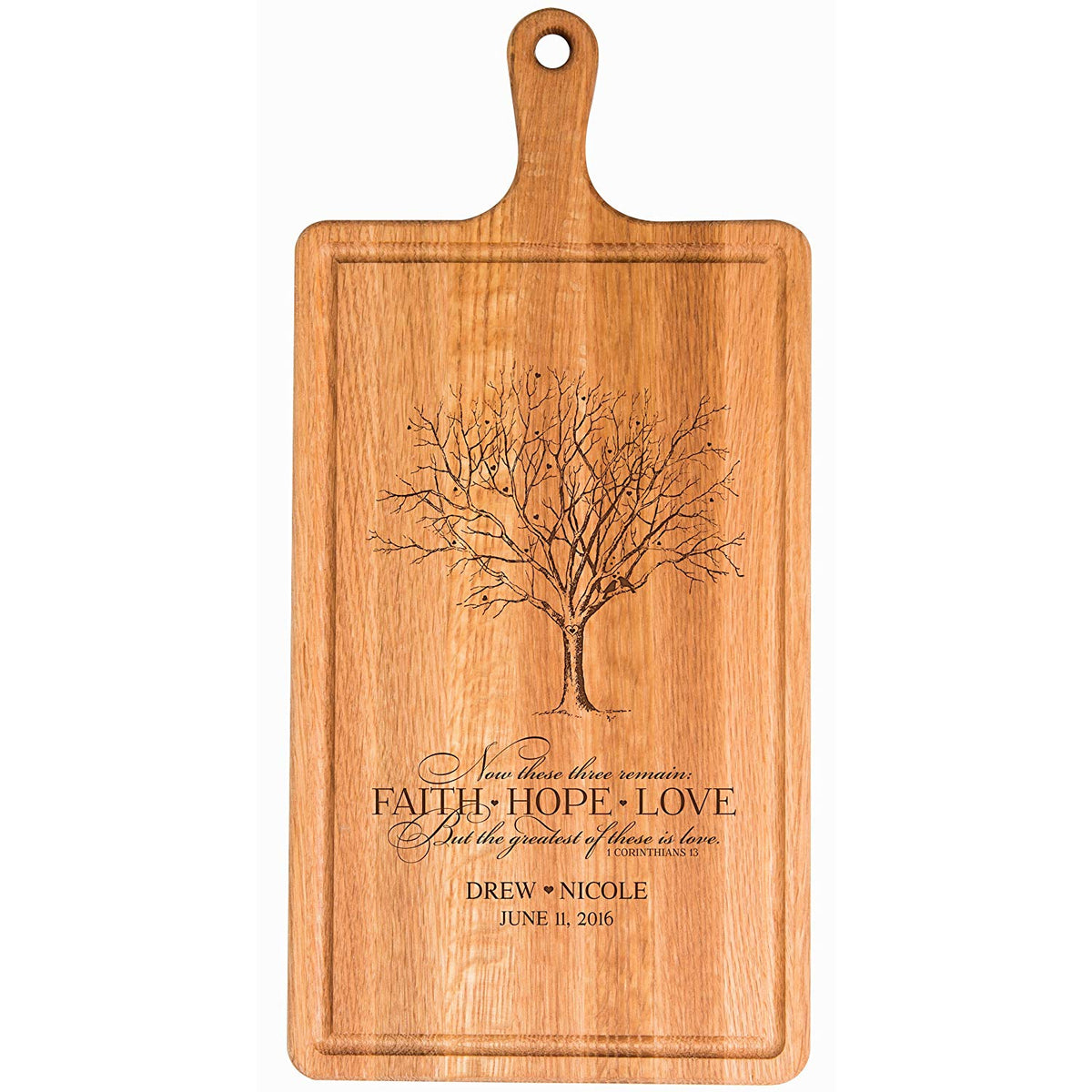 Personalized Family Wedding Cutting Board Gift - FAITH HOPE LOVE - LifeSong Milestones