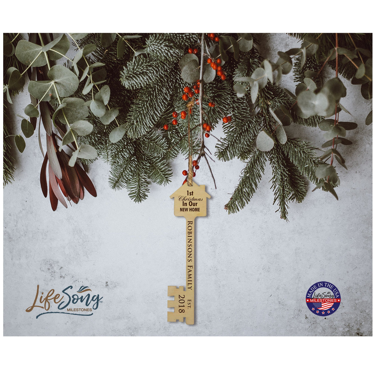 Personalized First Christmas Key Ornaments - LifeSong Milestones