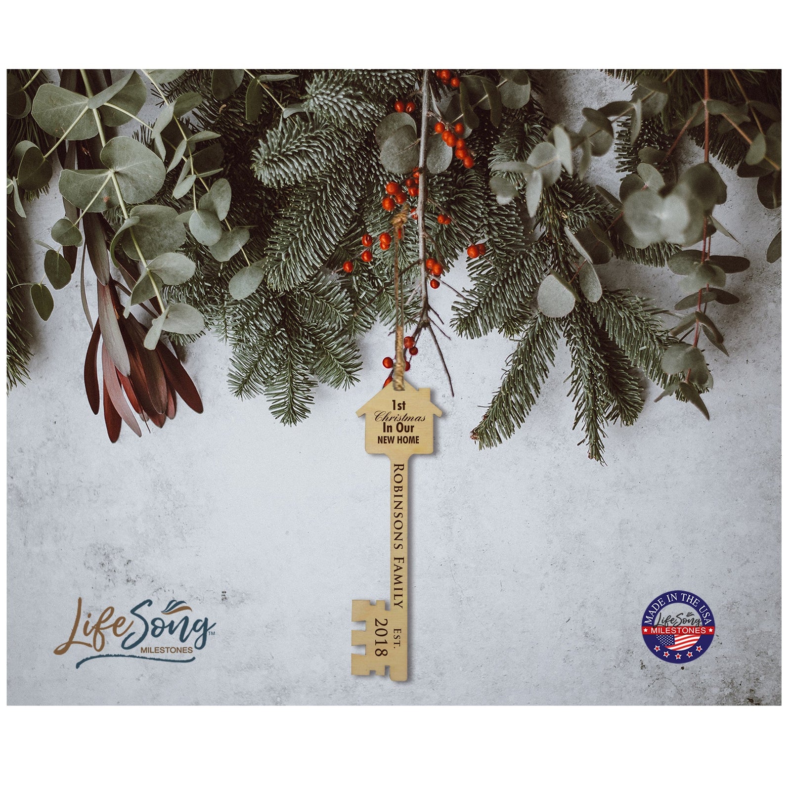 Personalized First Christmas Key Ornaments - LifeSong Milestones