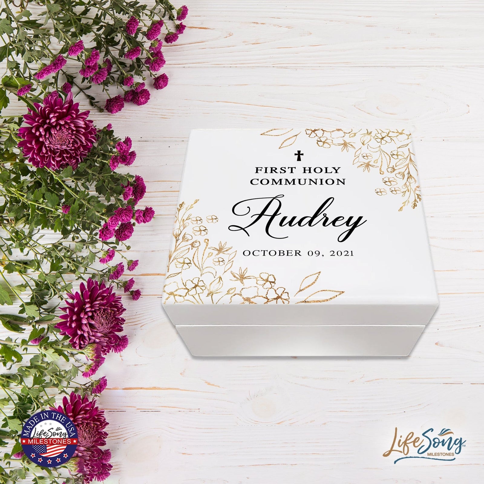 Lifesong Milestones Personalized First Holy Communion Keepsake Jewelry Box Gift for Girls