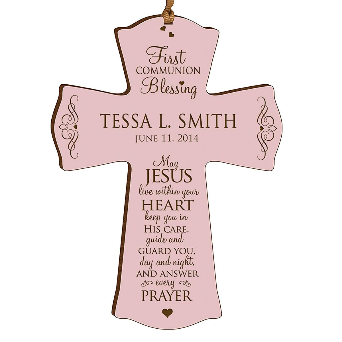 Personalized First Holy Communion Wall Cross - Jesus Within Your Heart - LifeSong Milestones