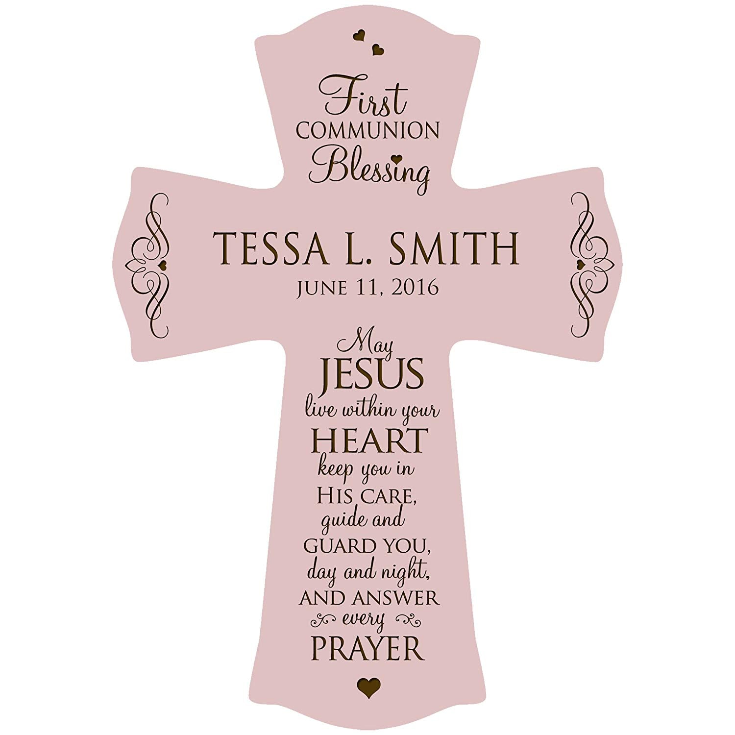 Personalized First Holy Communion Wall Cross - Jesus Within Your Heart - LifeSong Milestones
