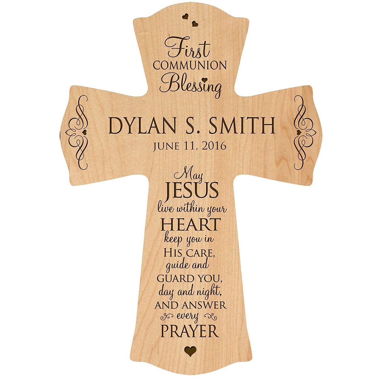 Personalized First Holy Communion Wall Cross - Jesus Within Your Heart - LifeSong Milestones