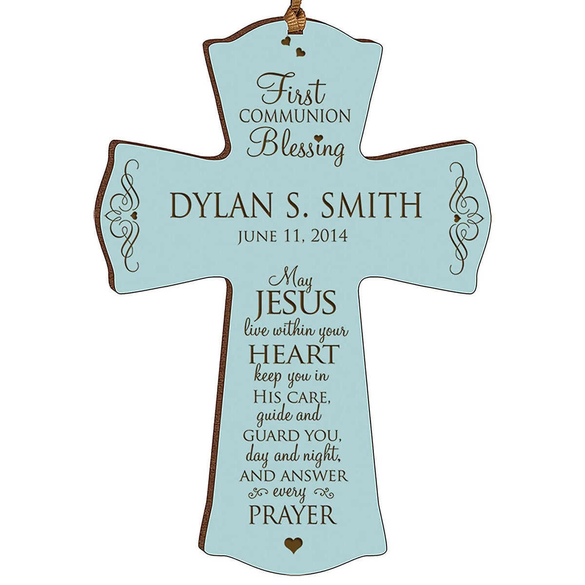 Personalized First Holy Communion Wall Cross - Jesus Within Your Heart - LifeSong Milestones