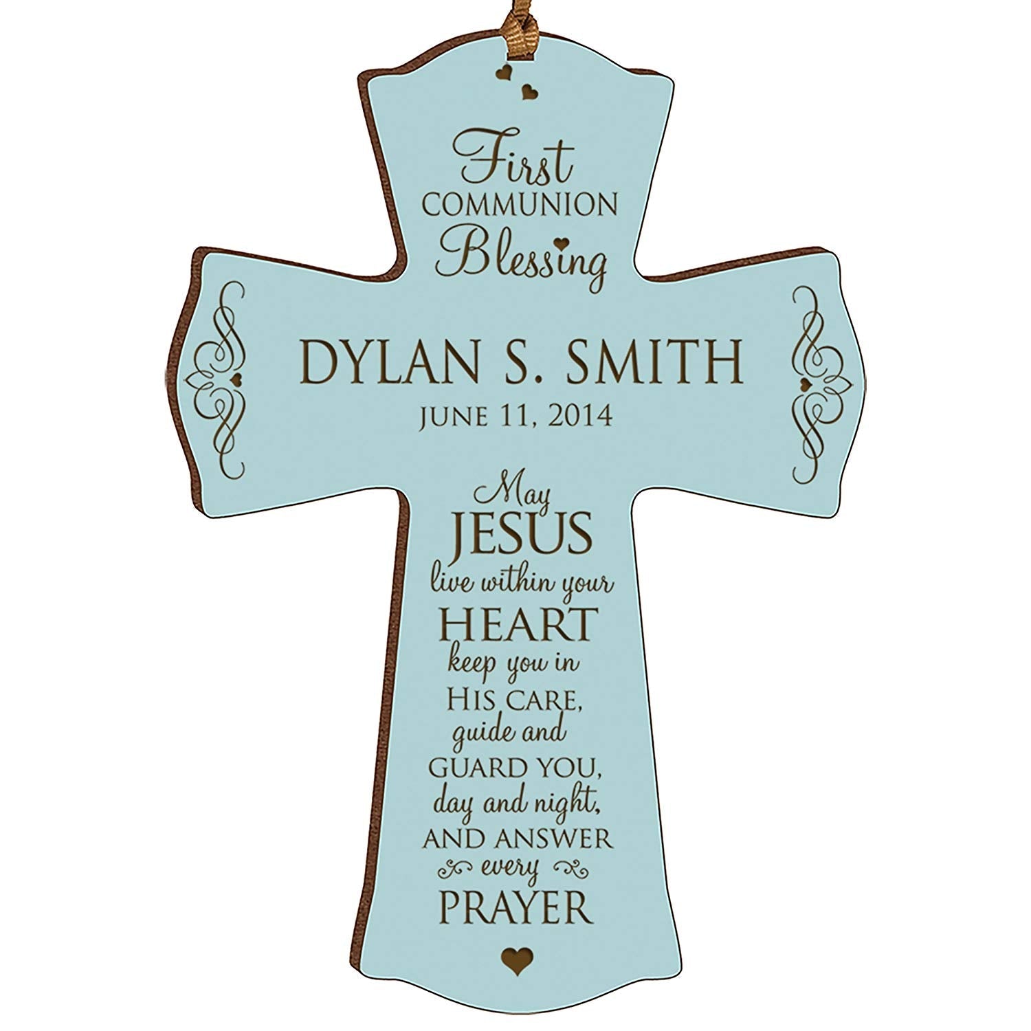 Personalized First Holy Communion Wall Cross - Jesus Within Your Heart - LifeSong Milestones