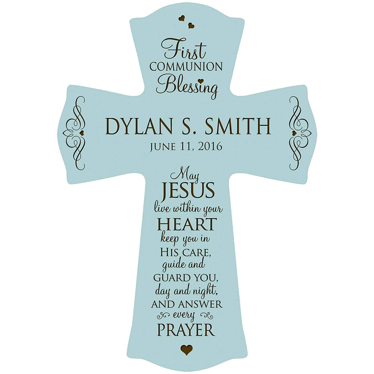 Personalized First Holy Communion Wall Cross - Jesus Within Your Heart - LifeSong Milestones