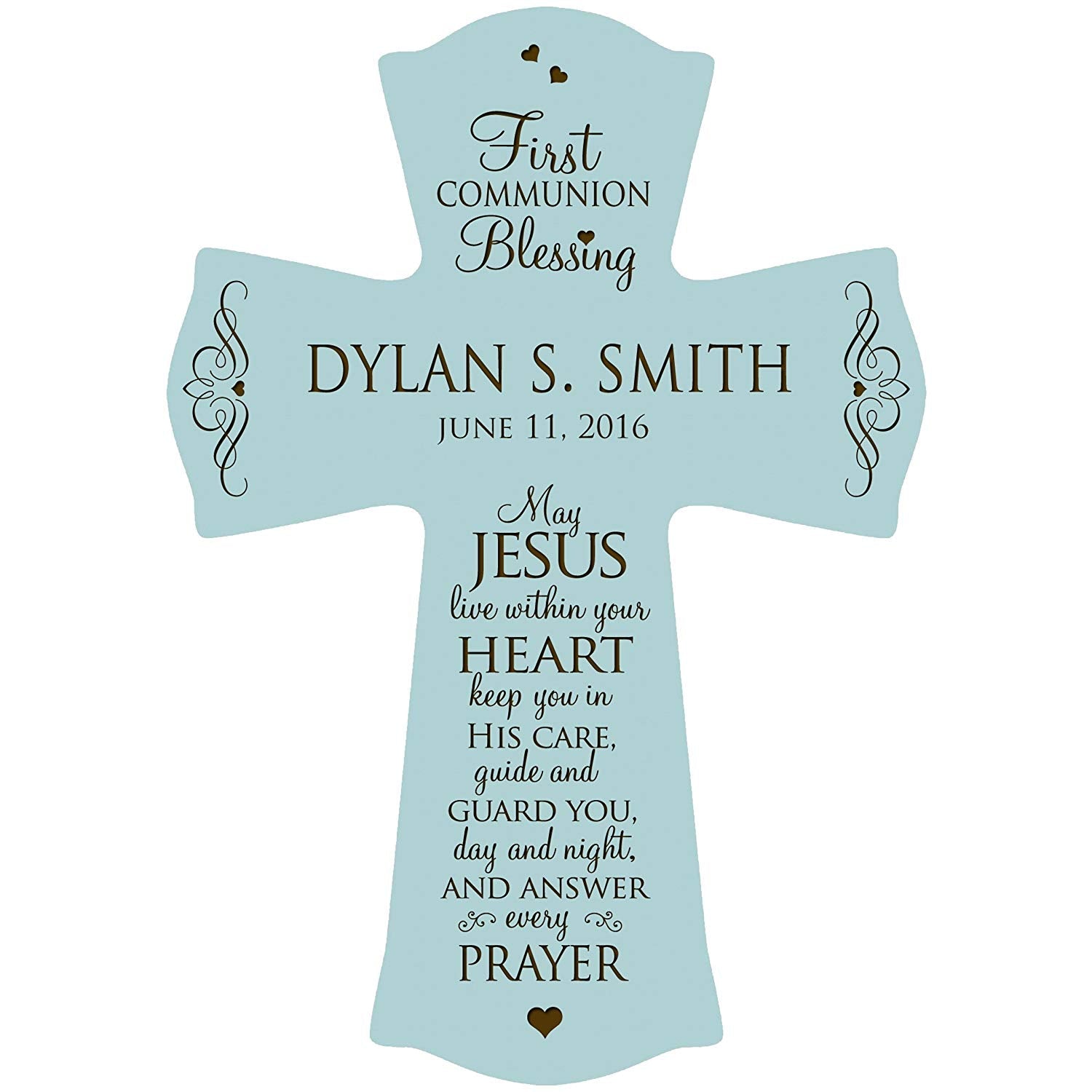 Personalized First Holy Communion Wall Cross - Jesus Within Your Heart - LifeSong Milestones