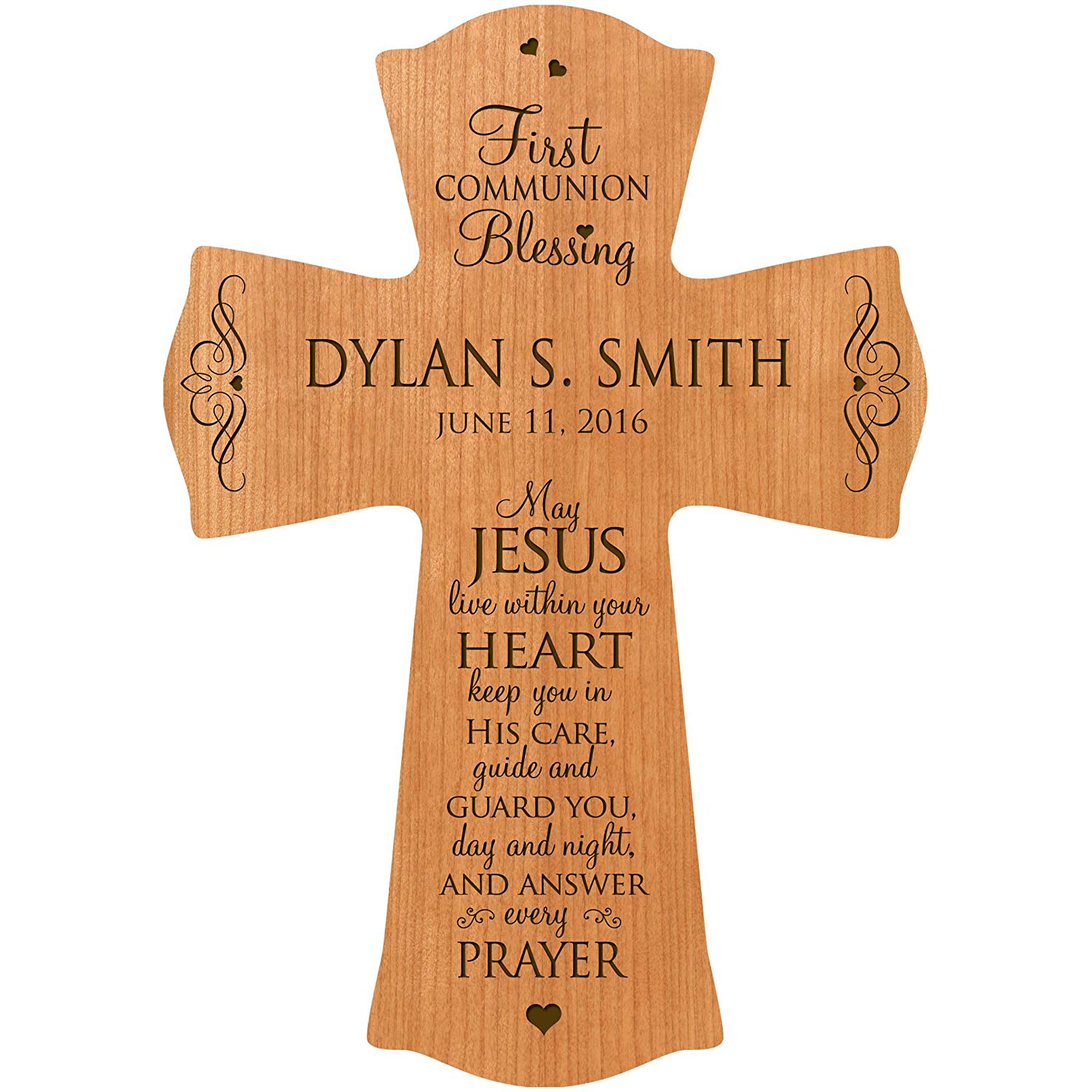 Personalized First Holy Communion Wall Cross - Jesus Within Your Heart - LifeSong Milestones