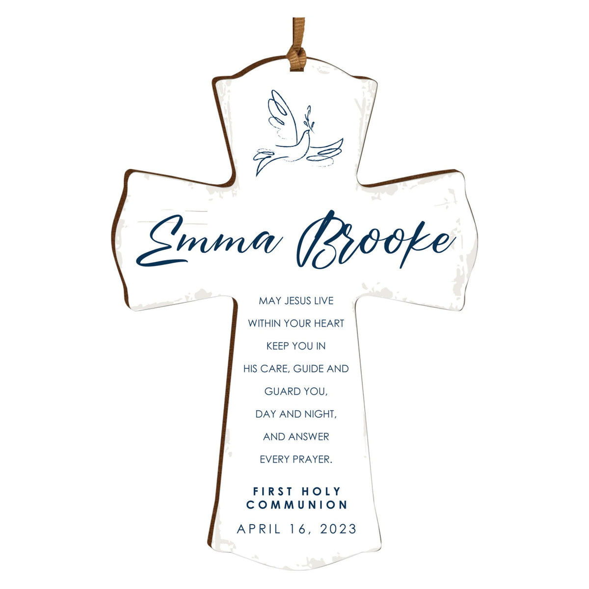 Personalized First Holy Communion Wooden Hanging Mini Cross - LifeSong Milestones