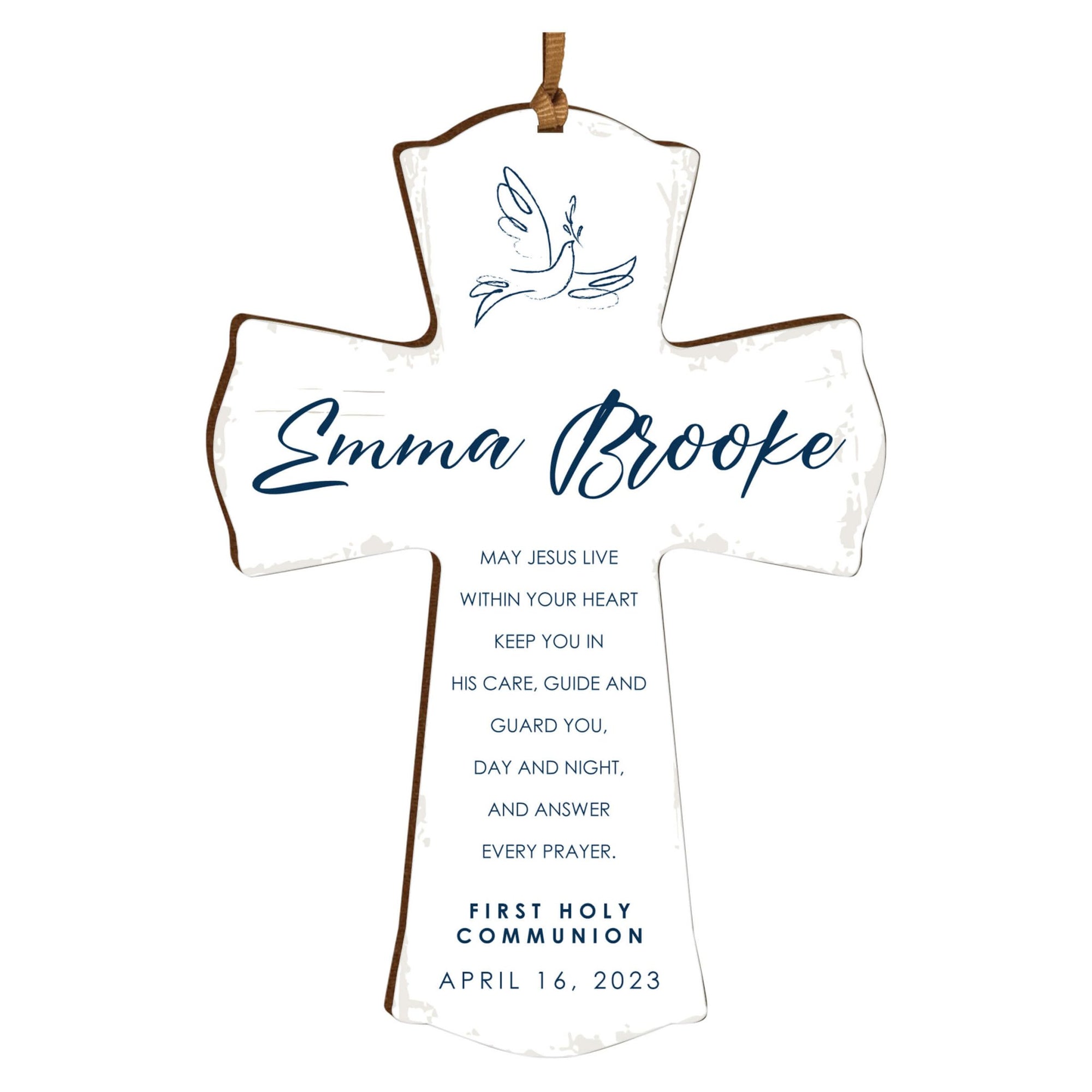Personalized First Holy Communion Wooden Hanging Mini Cross - LifeSong Milestones