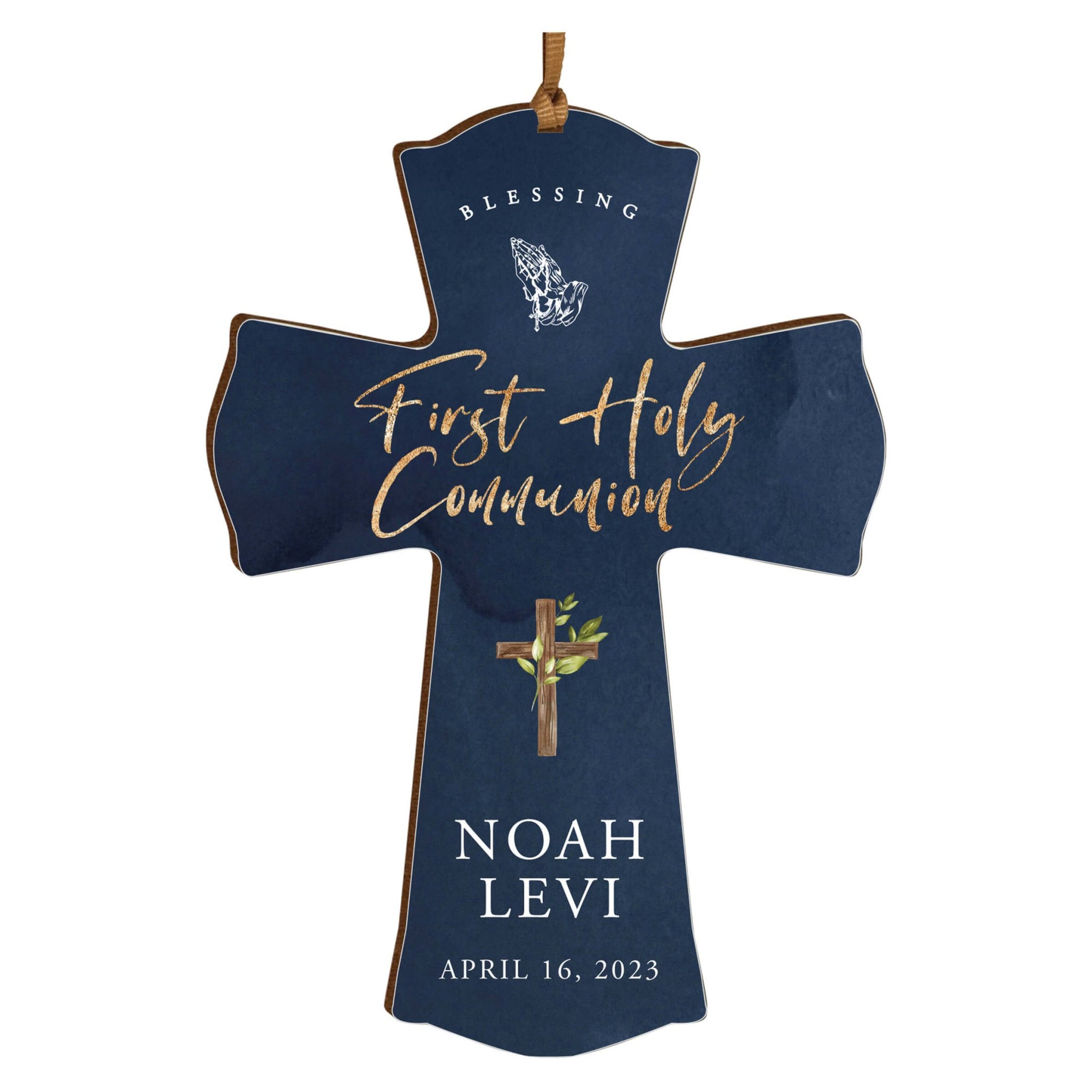 Personalized First Holy Communion Wooden Hanging Mini Cross - LifeSong Milestones