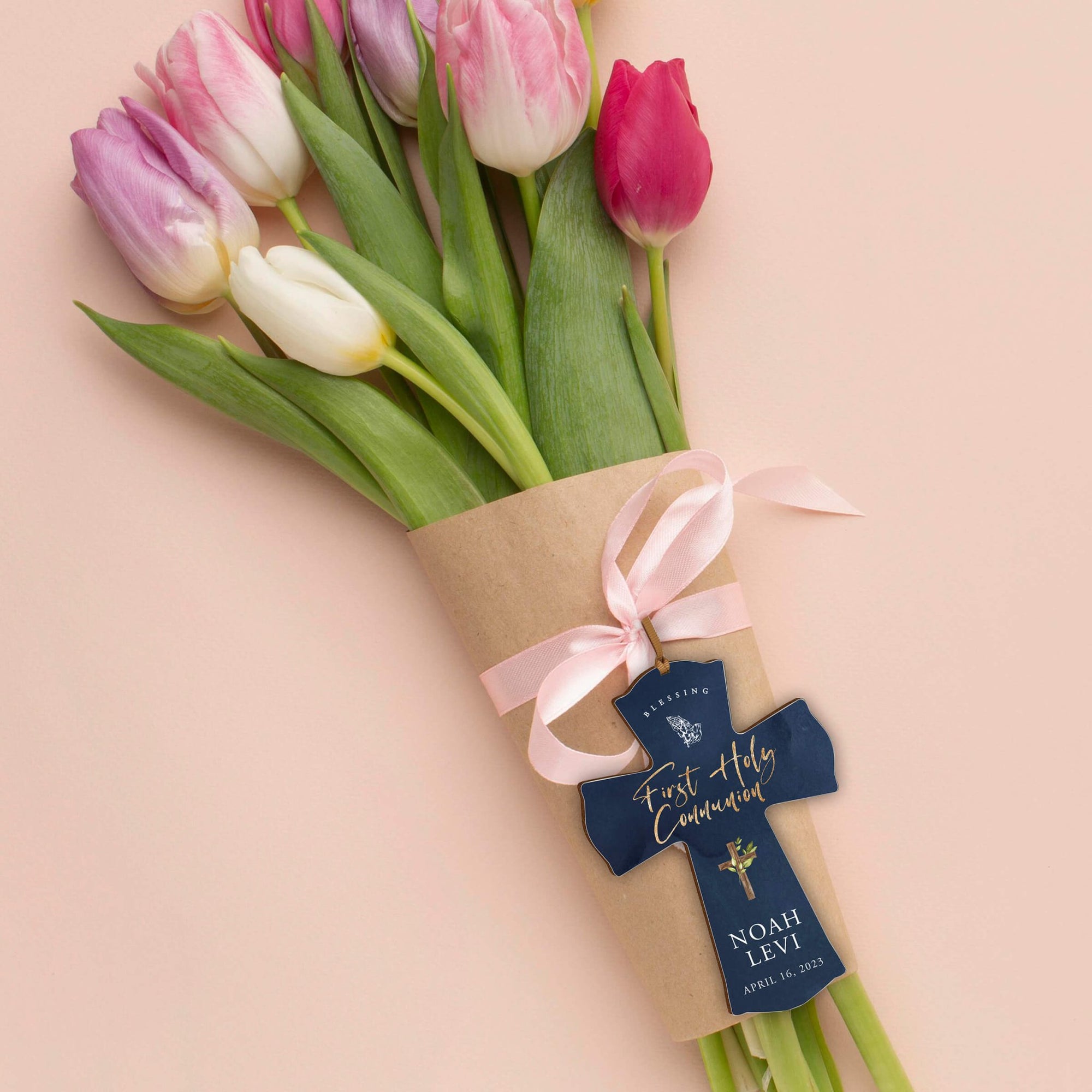 Personalized First Holy Communion Wooden Hanging Mini Cross - LifeSong Milestones