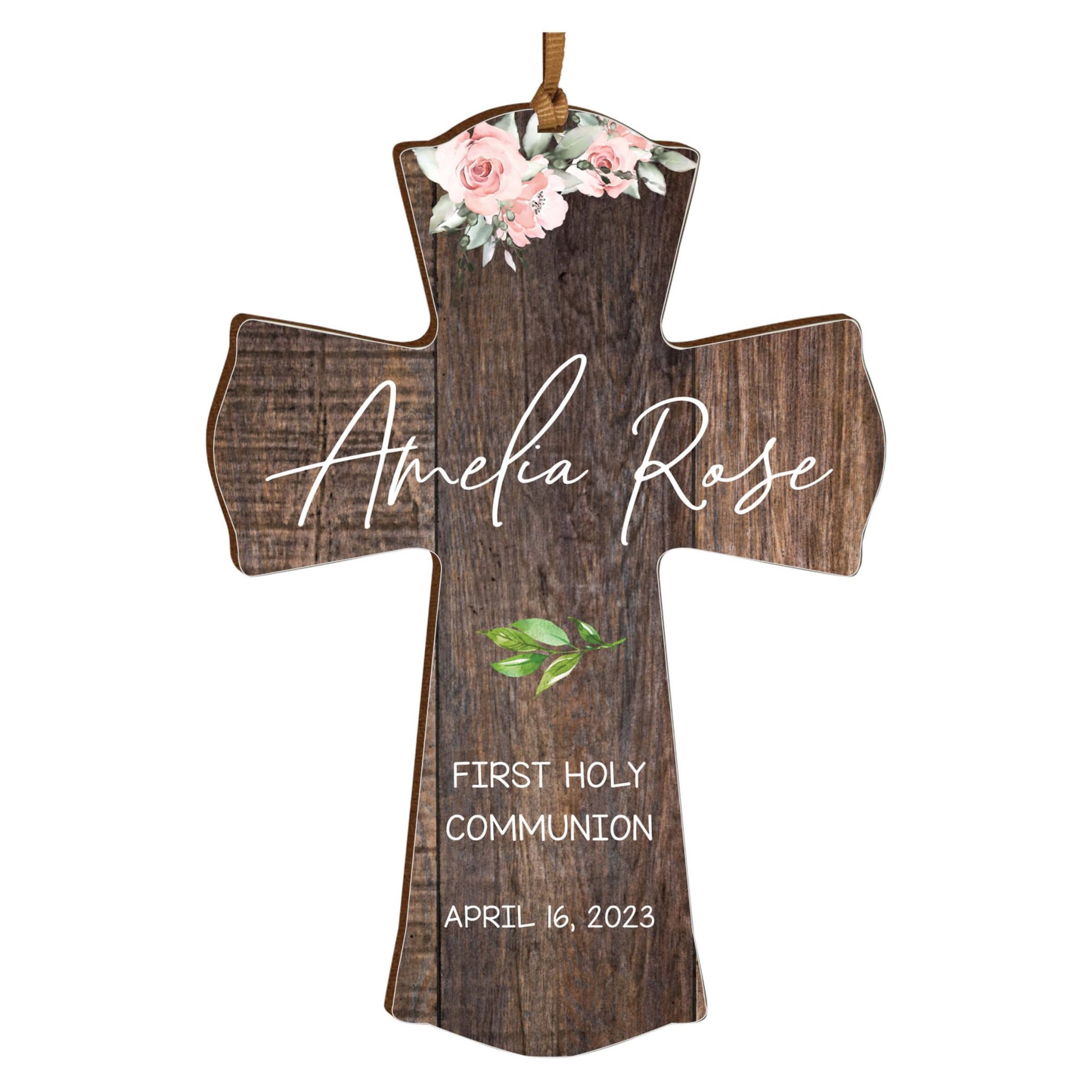 Personalized First Holy Communion Wooden Hanging Mini Cross - LifeSong Milestones
