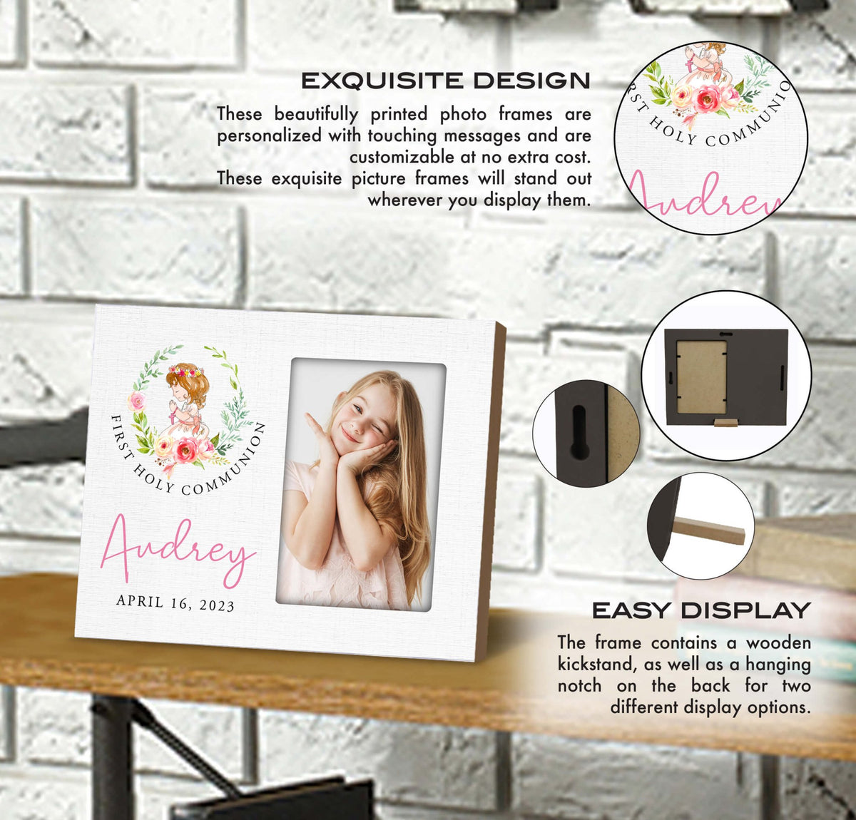 Personalized First Holy Communion Wooden Picture Frame - LifeSong Milestones