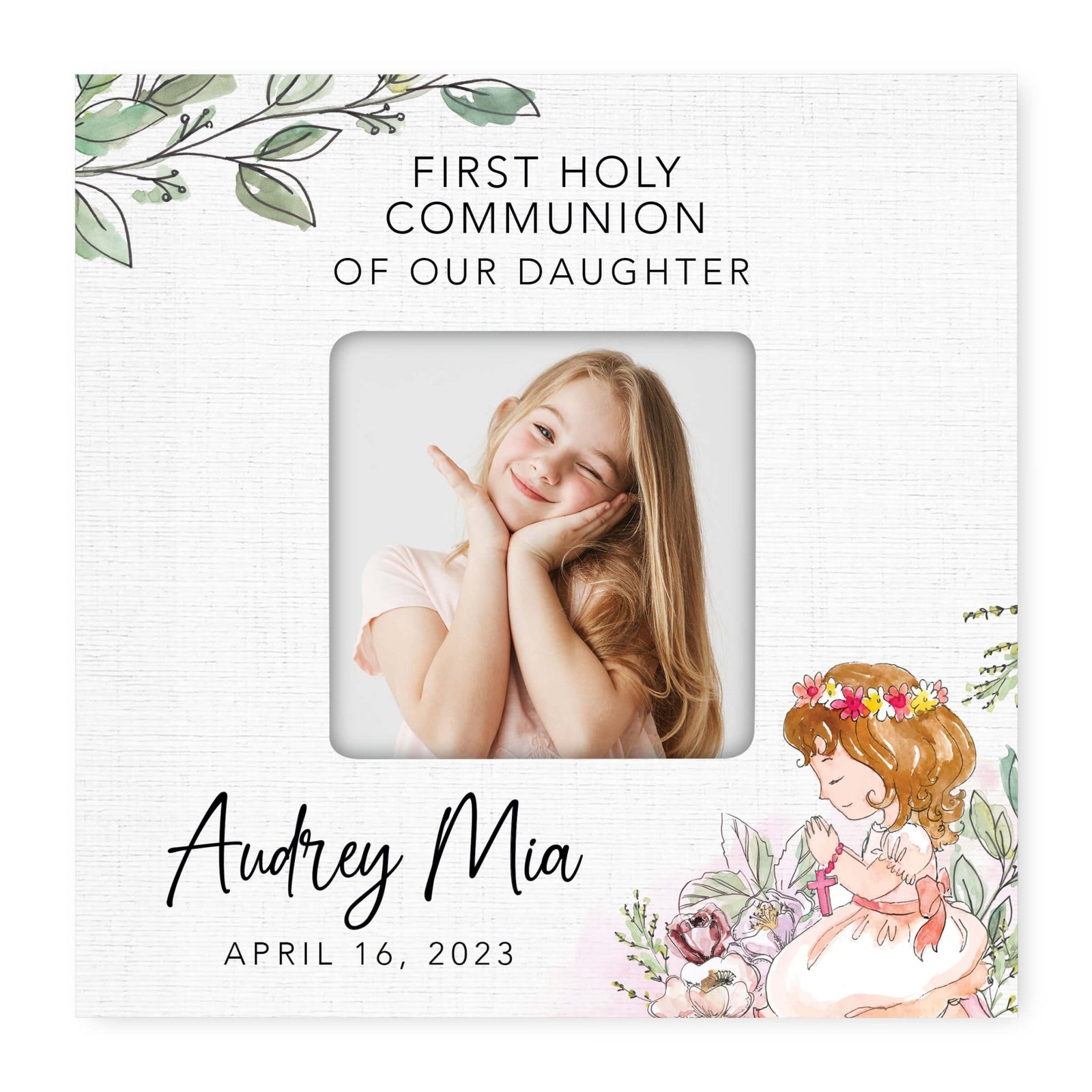 Personalized First Holy Communion Wooden Picture Frame - LifeSong Milestones