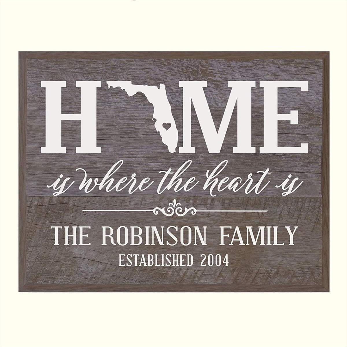 Personalized Florida State Home is Where the heart is Sign - LifeSong Milestones