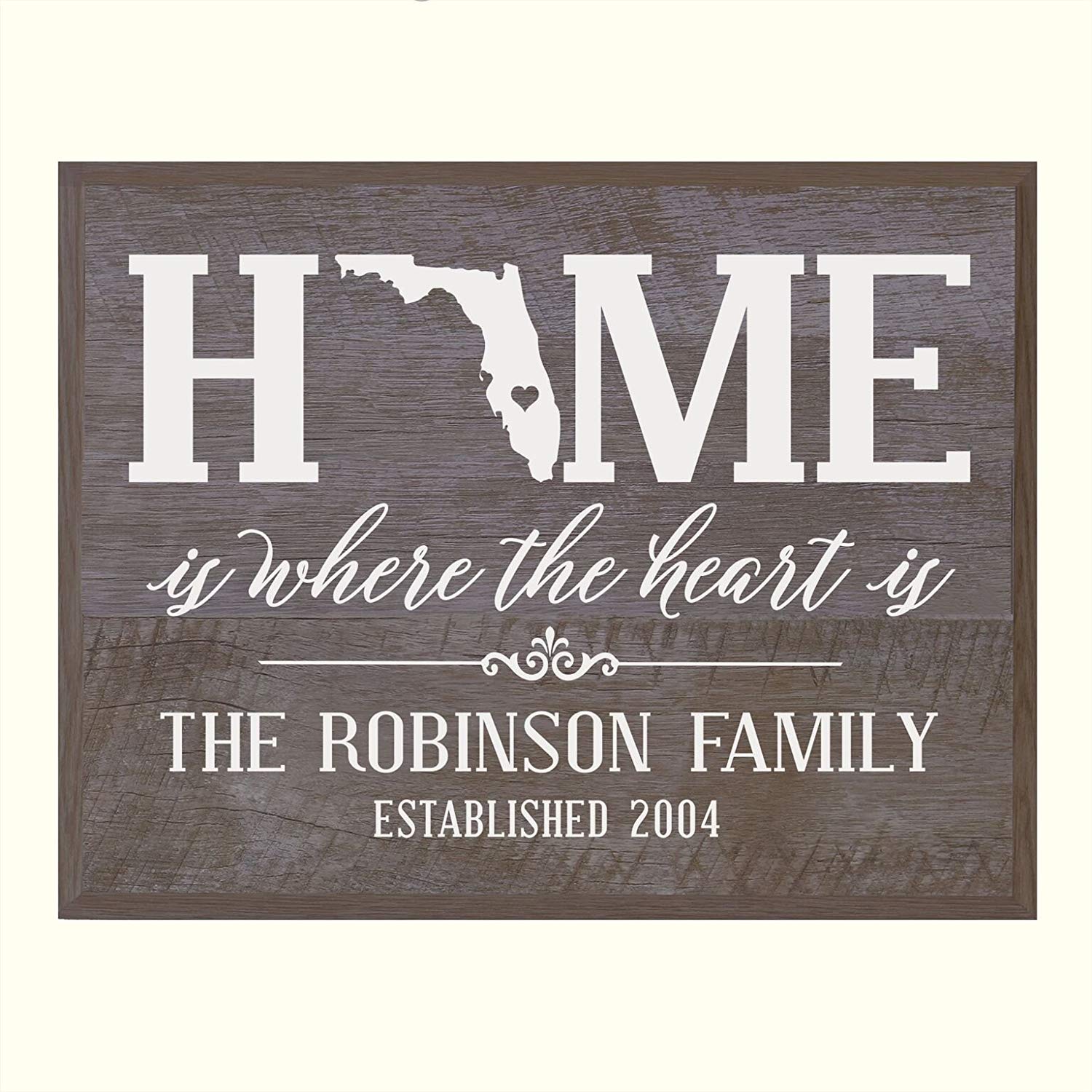 Personalized Florida State Home is Where the heart is Sign - LifeSong Milestones