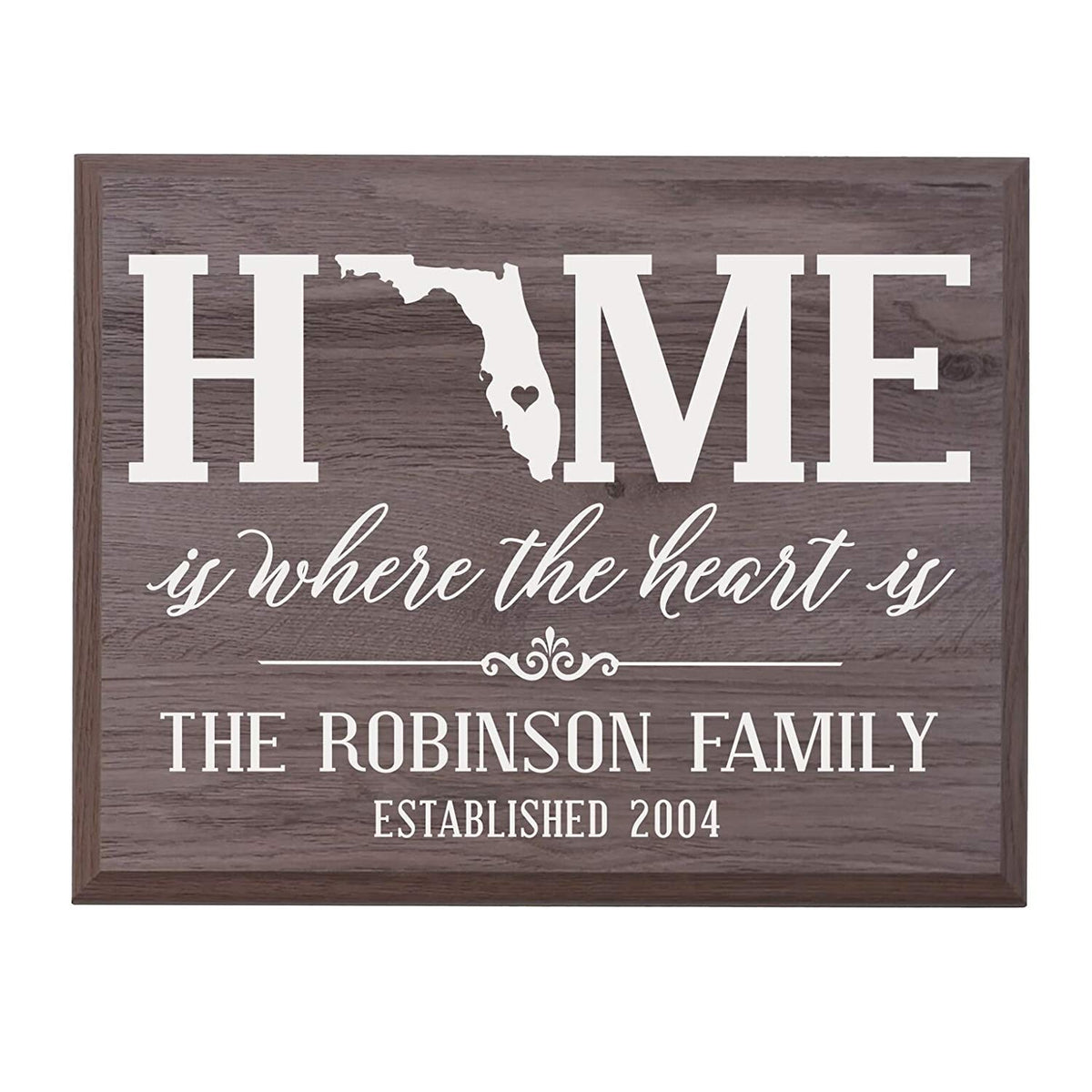 Personalized Florida State Home is Where the heart is Sign - LifeSong Milestones