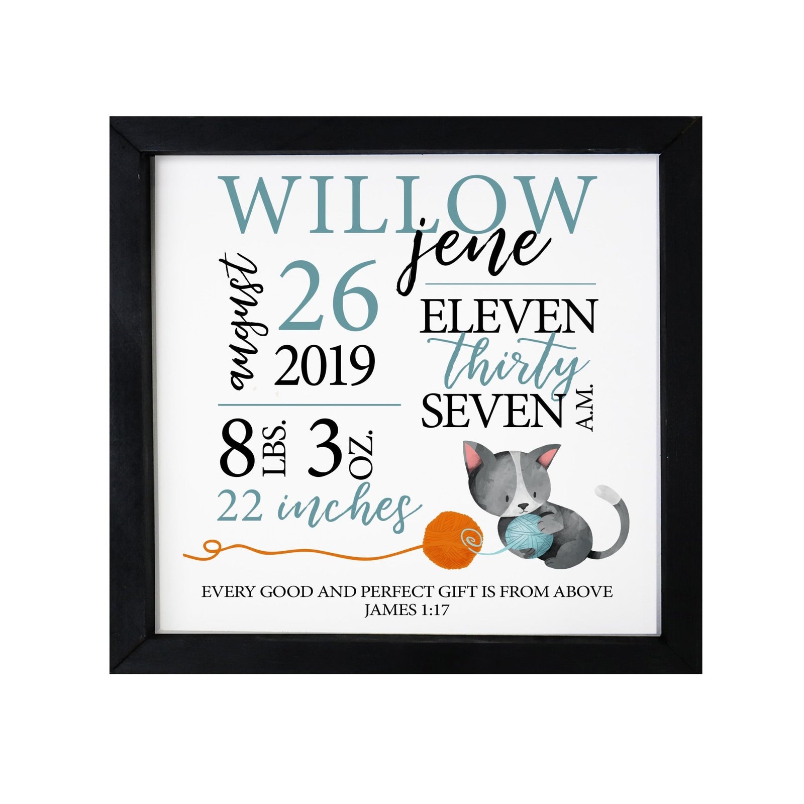 Personalized Framed Nursery Shadow Box Gift for Kids - Kitten - LifeSong Milestones