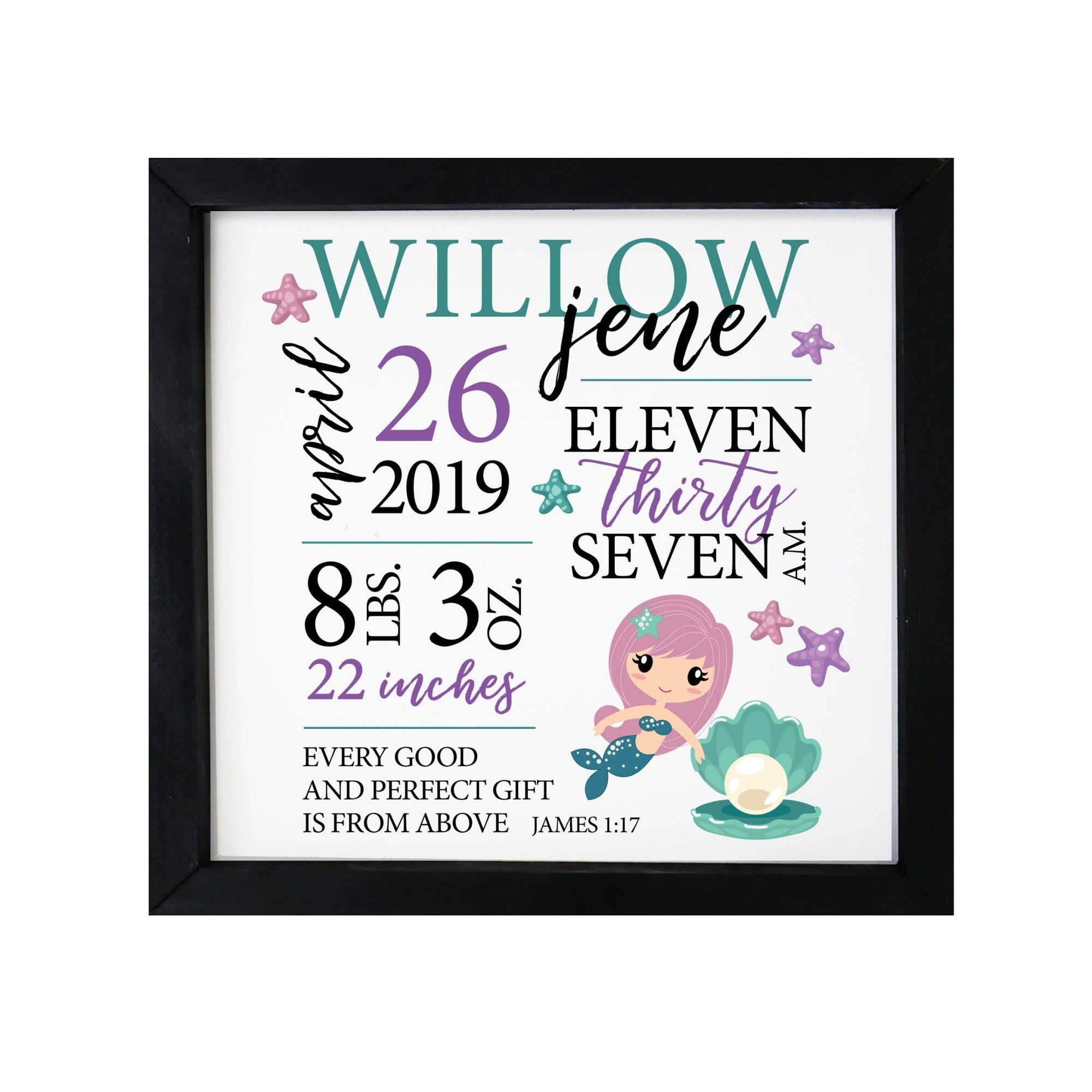 Personalized Framed Nursery Shadow Box Gift for Kids - Mermaids - LifeSong Milestones