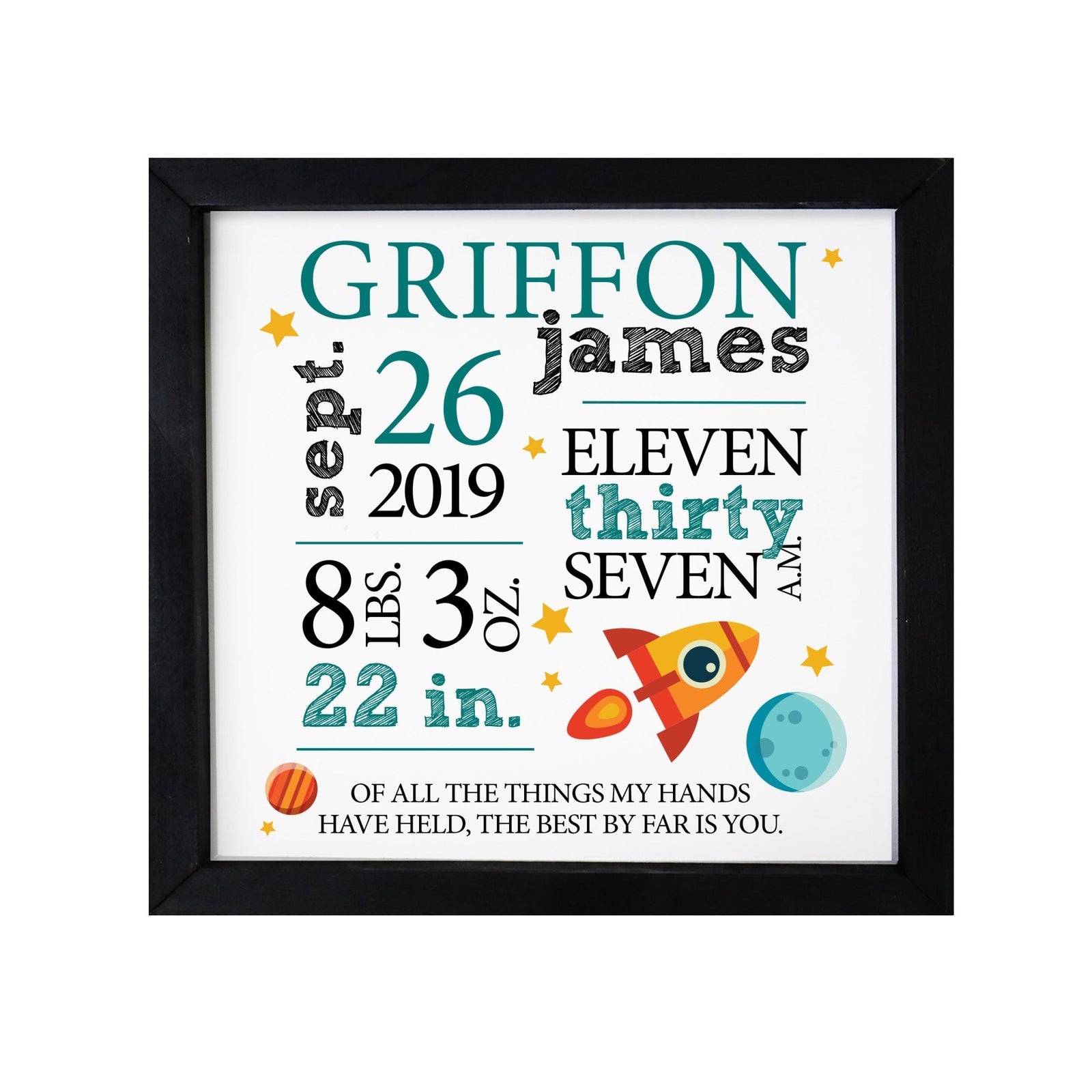 Personalized Framed Nursery Shadow Box Gift for Kids - Space - LifeSong Milestones