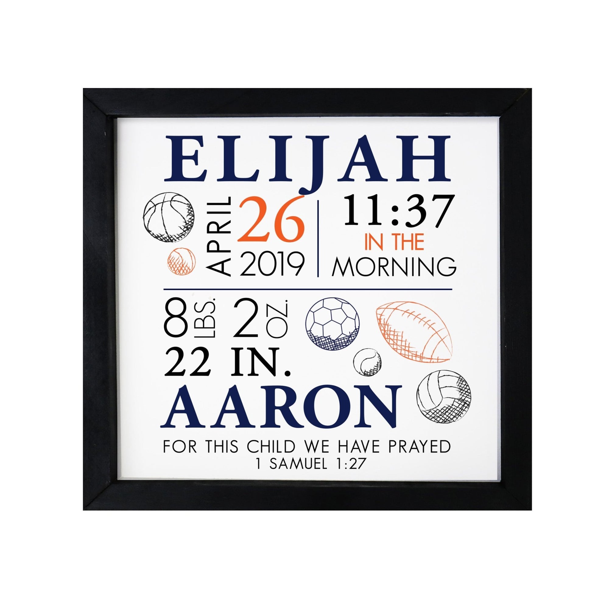 Personalized Framed Nursery Shadow Box Gift for Kids - Sports - LifeSong Milestones