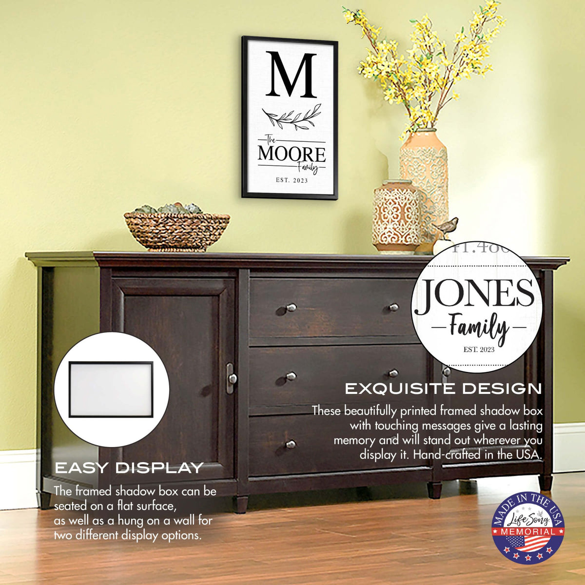 Personalized Framed Shadow Box for Family Home Décor - Jones Family - LifeSong Milestones