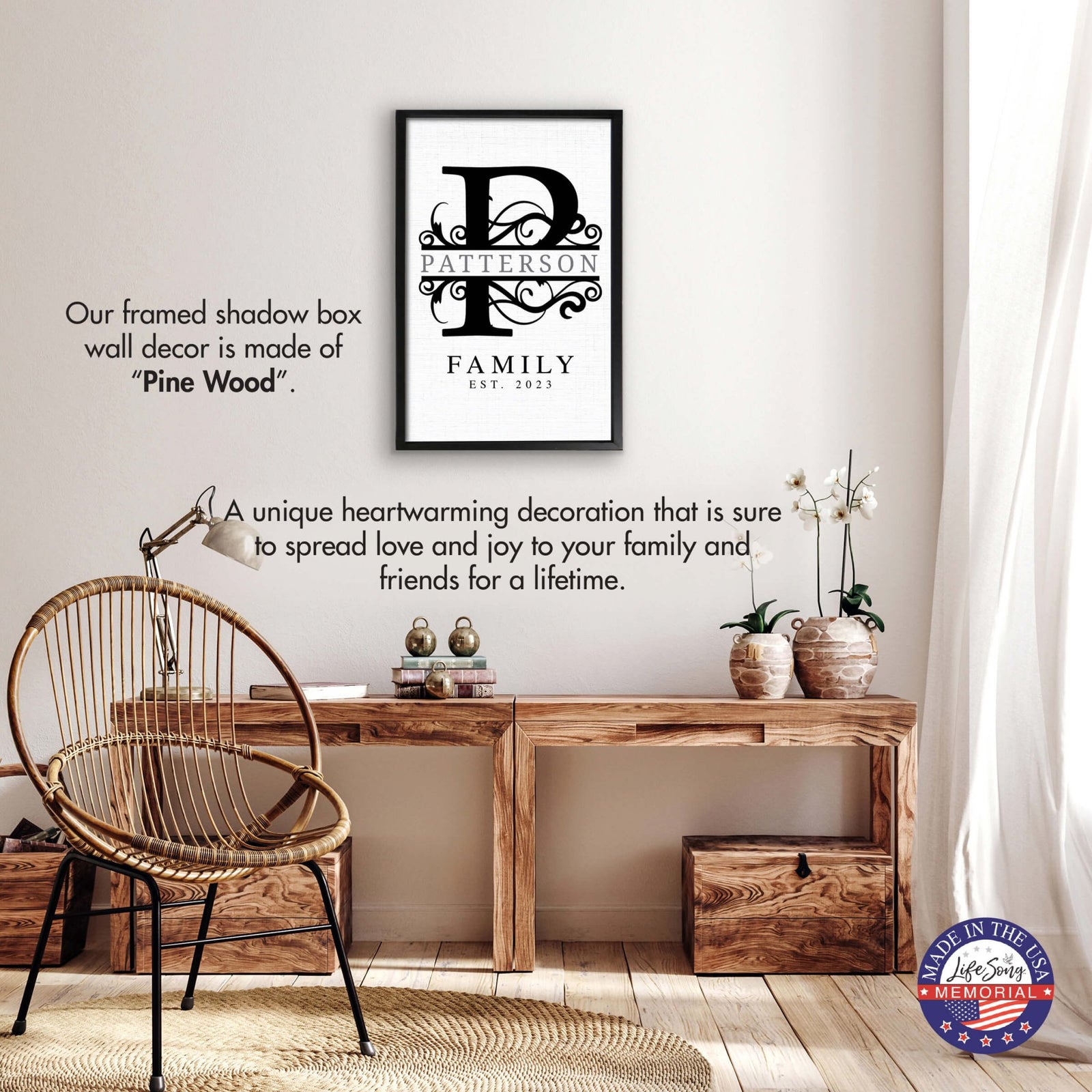 Personalized Framed Shadow Box for Family Home Décor - Patterson Family - LifeSong Milestones
