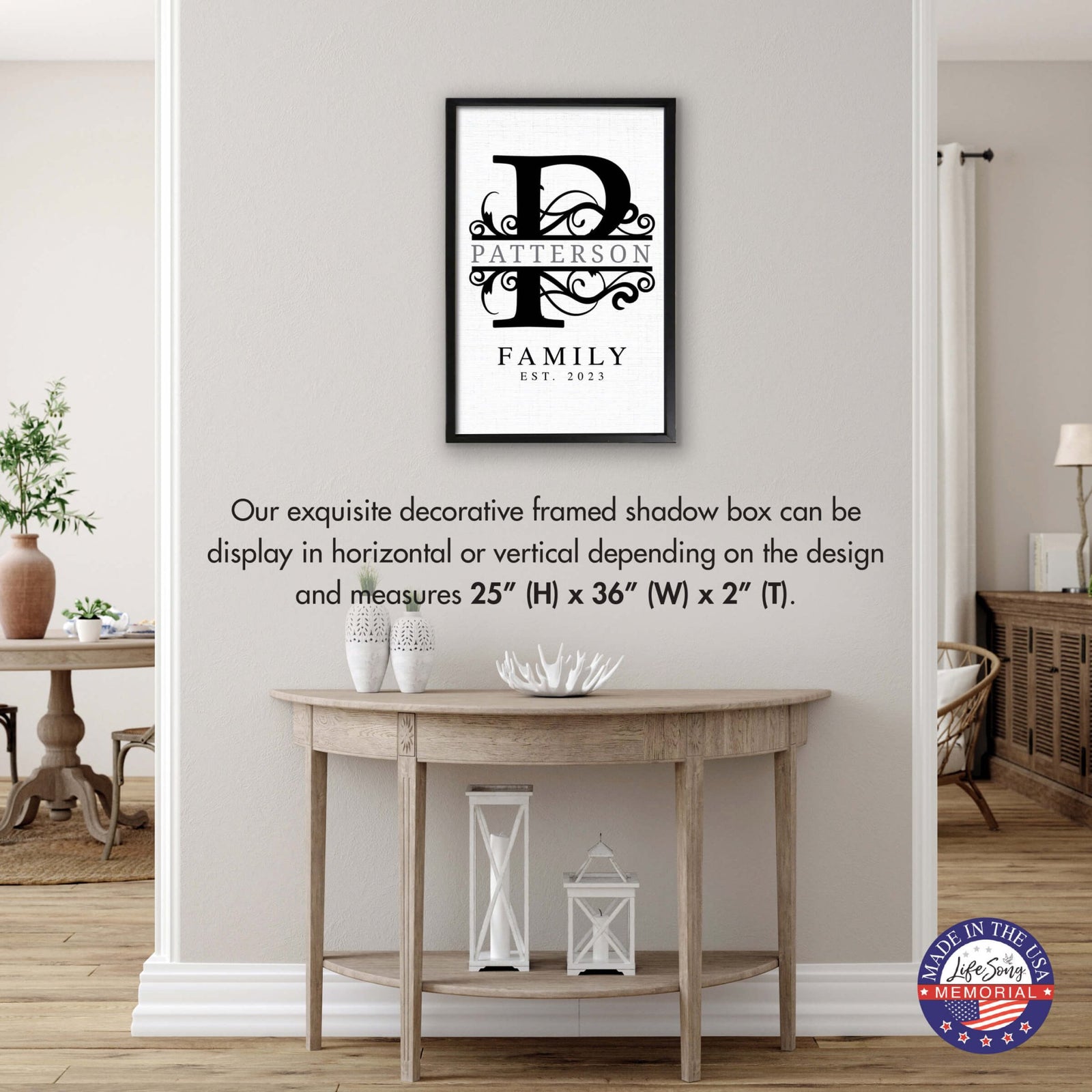Personalized Framed Shadow Box for Family Home Décor - Patterson Family - LifeSong Milestones