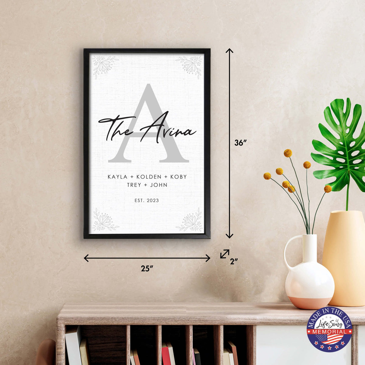 Personalized Framed Shadow Box for Family Home Décor - The Avina - LifeSong Milestones