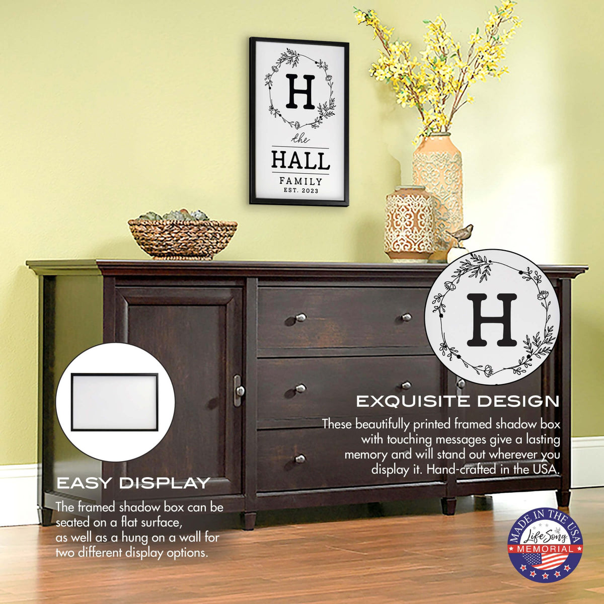 Personalized Framed Shadow Box for Family Home Décor - The Hall Family - LifeSong Milestones