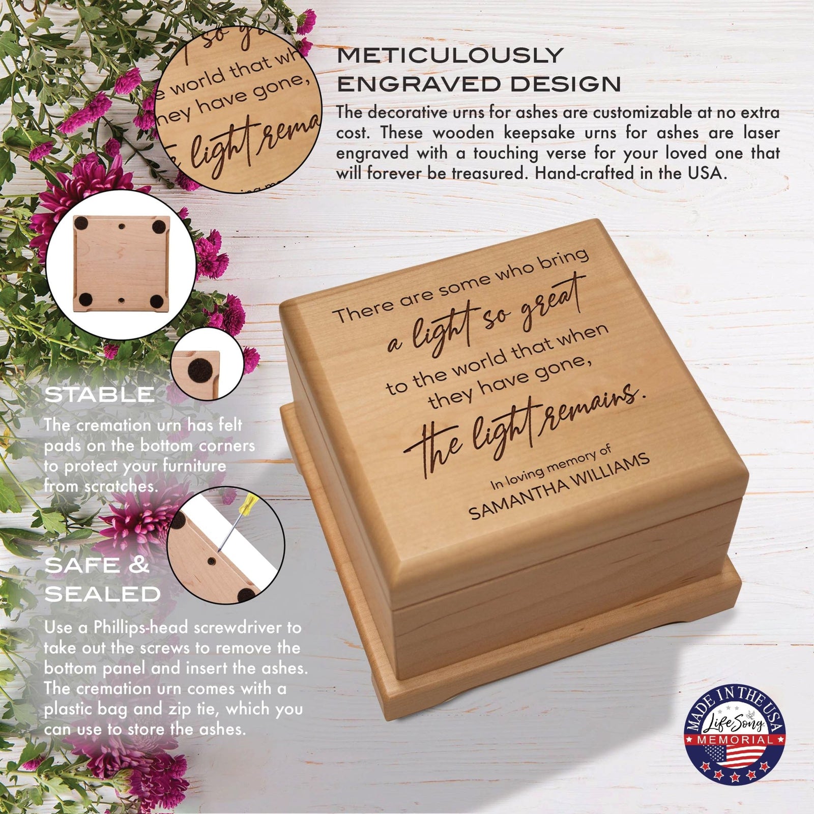 Personalized Funeral Cremation Keepsake Urn For Human Ashes - There Are Some Who Bring Light - LifeSong Milestones